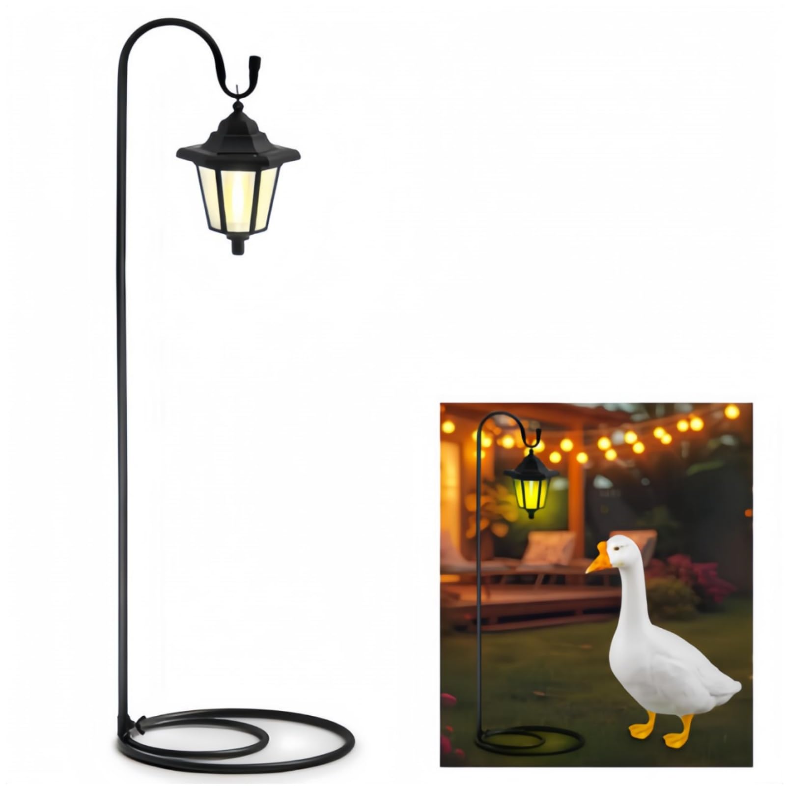 Tuanse 31.5 Inch Solar Lantern for Porch Goose Statue & Garden Decoration, Detachable Hanging Solar Light Accessory, Outdoor Sum