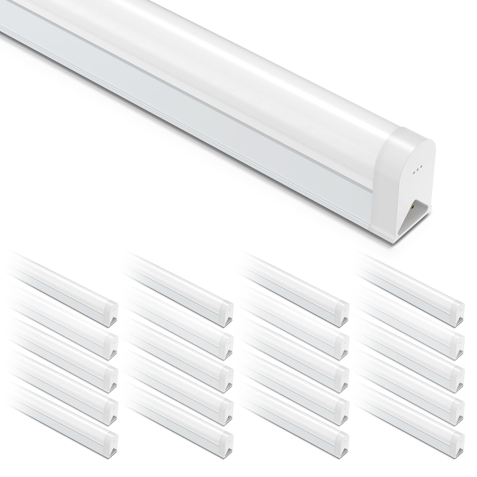 Shinestar 20-Pack Linkable Led Shop Light 4Ft, 6500K Super Bright White, 18W 1800Lm, T5 Utility Light Fixture For Garage, Worksh