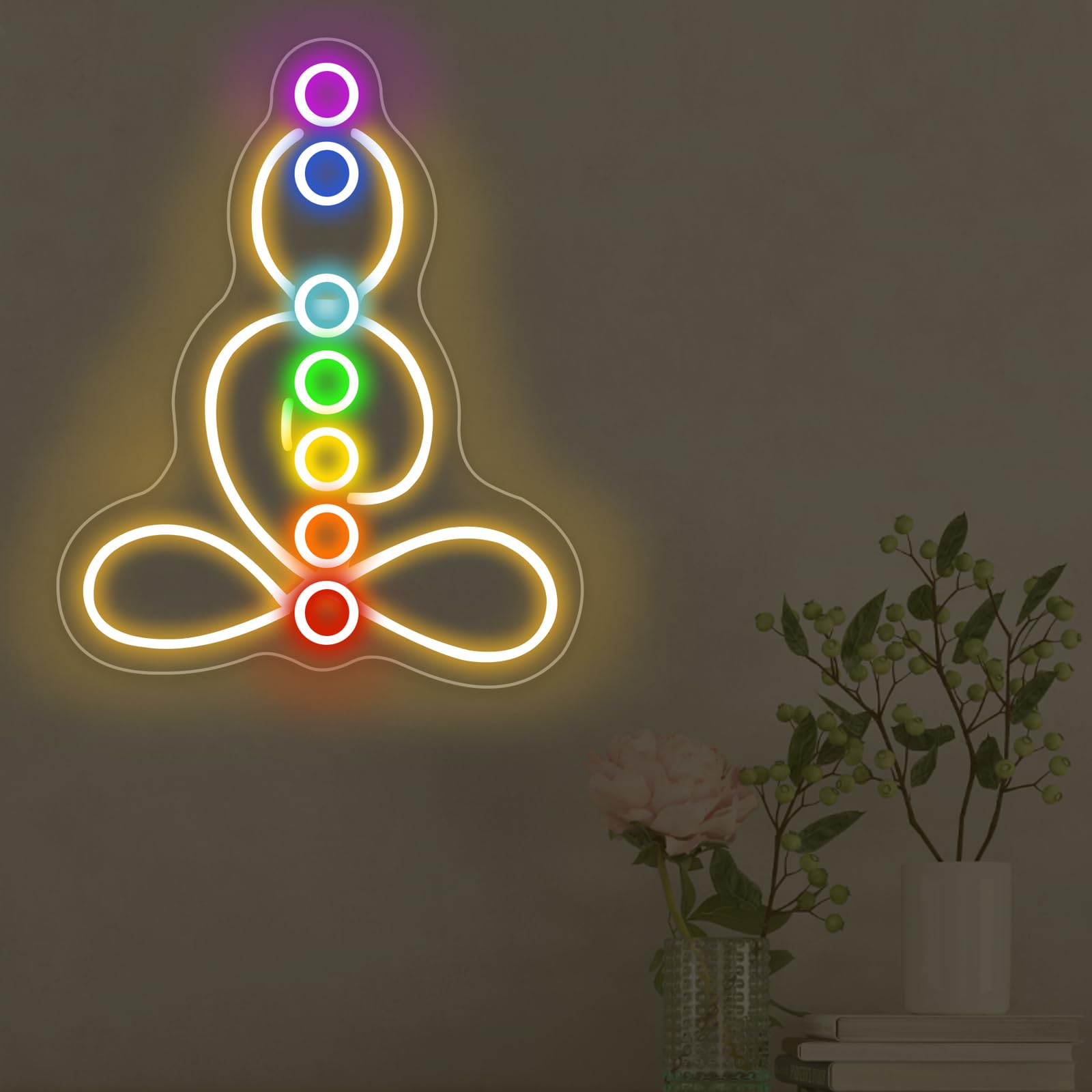 Seven Chakras Meditation Neon Sign Custom Yoga Studio Logo Led Sign Chakras Led Neon Pilates Studio Art Meditation Room Wall Art Yoga Lover Gift  Psychic Chakras Healing Exercise  Peaceful Sign