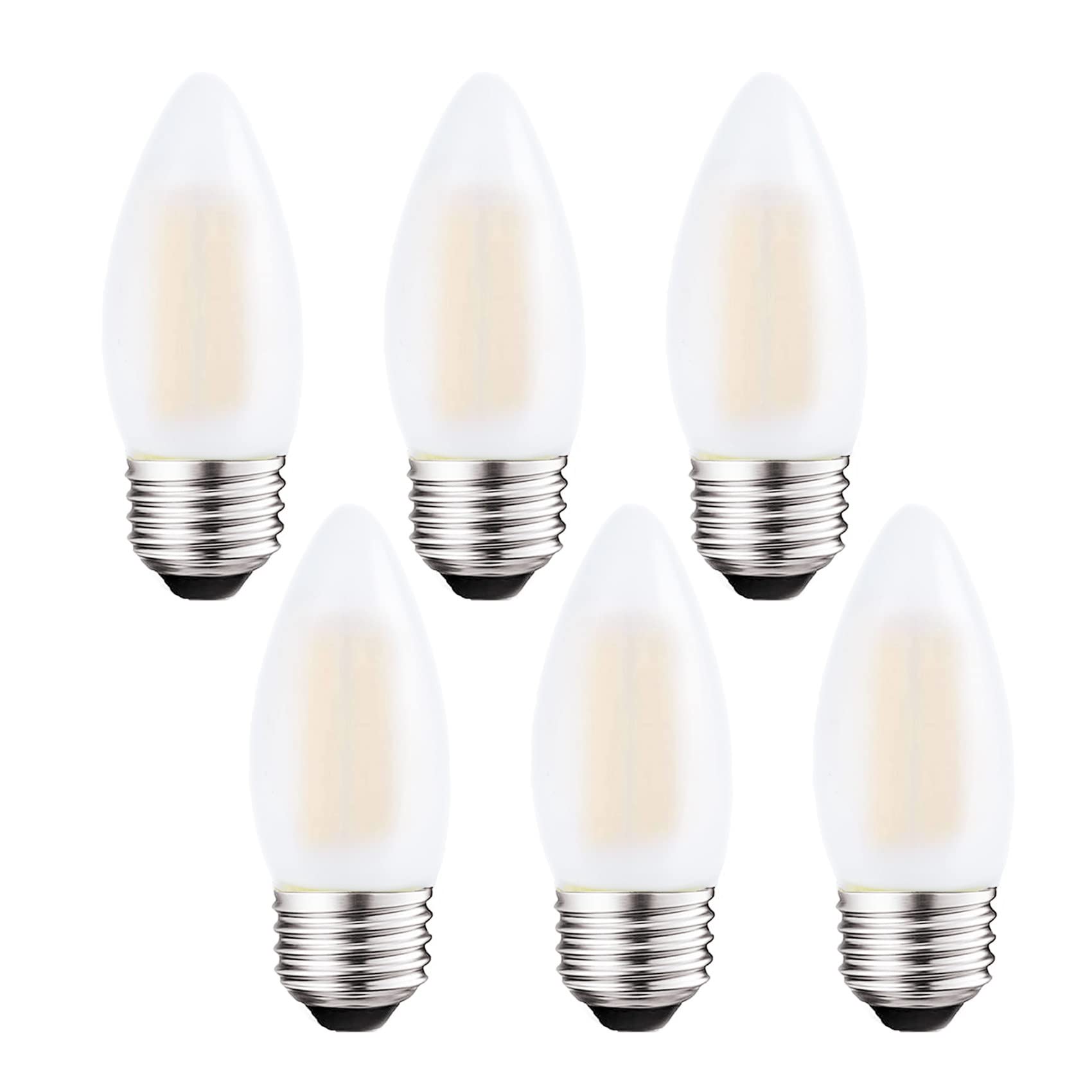 Sunaiony E26 Led Candelabra Light Bulbs 60W Equivalent, Dimmable 6W 3000K Soft White B11 Chandelier Frosted Glass Decorative Can