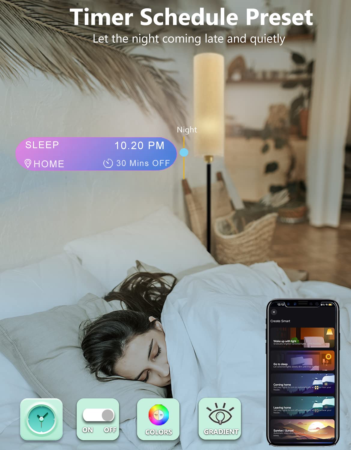 Smart Floor Lamp Works With Alexa & Google Home, Color Changing Stepless Dimmable For Living Room, Modern Standing Wifi Lamps Wi