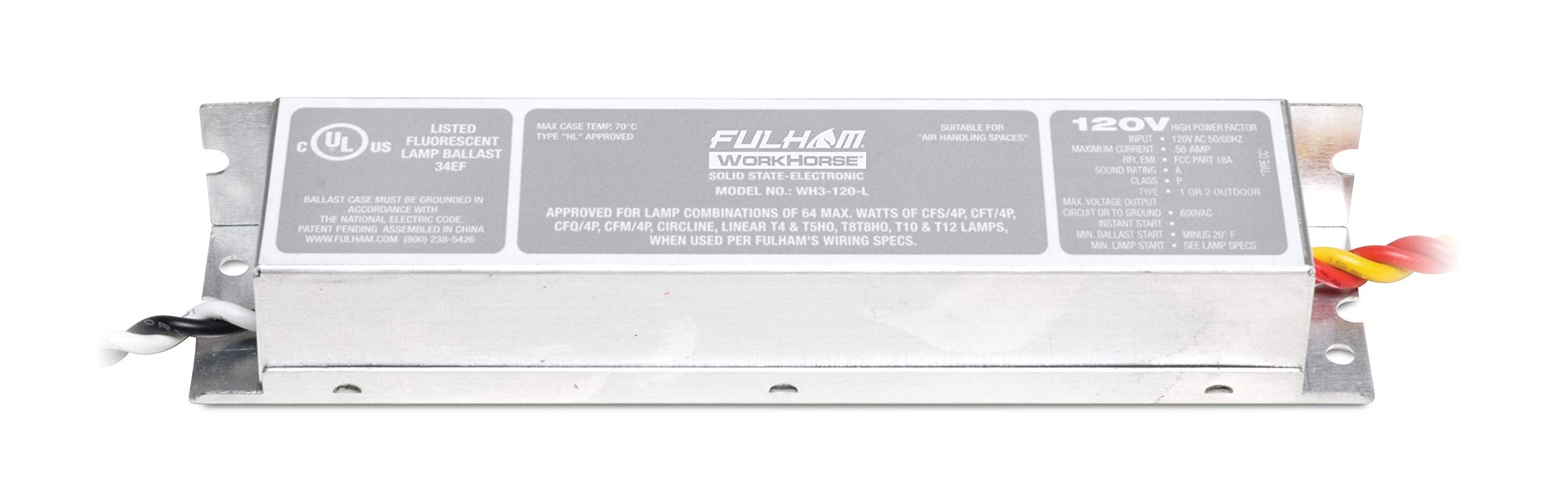 Fulham Lighting WH3-120-L Workhorse 3 Adaptable Electronic Fluorescent Lamp Ballast, 1 Count (Pack of 1), Silver