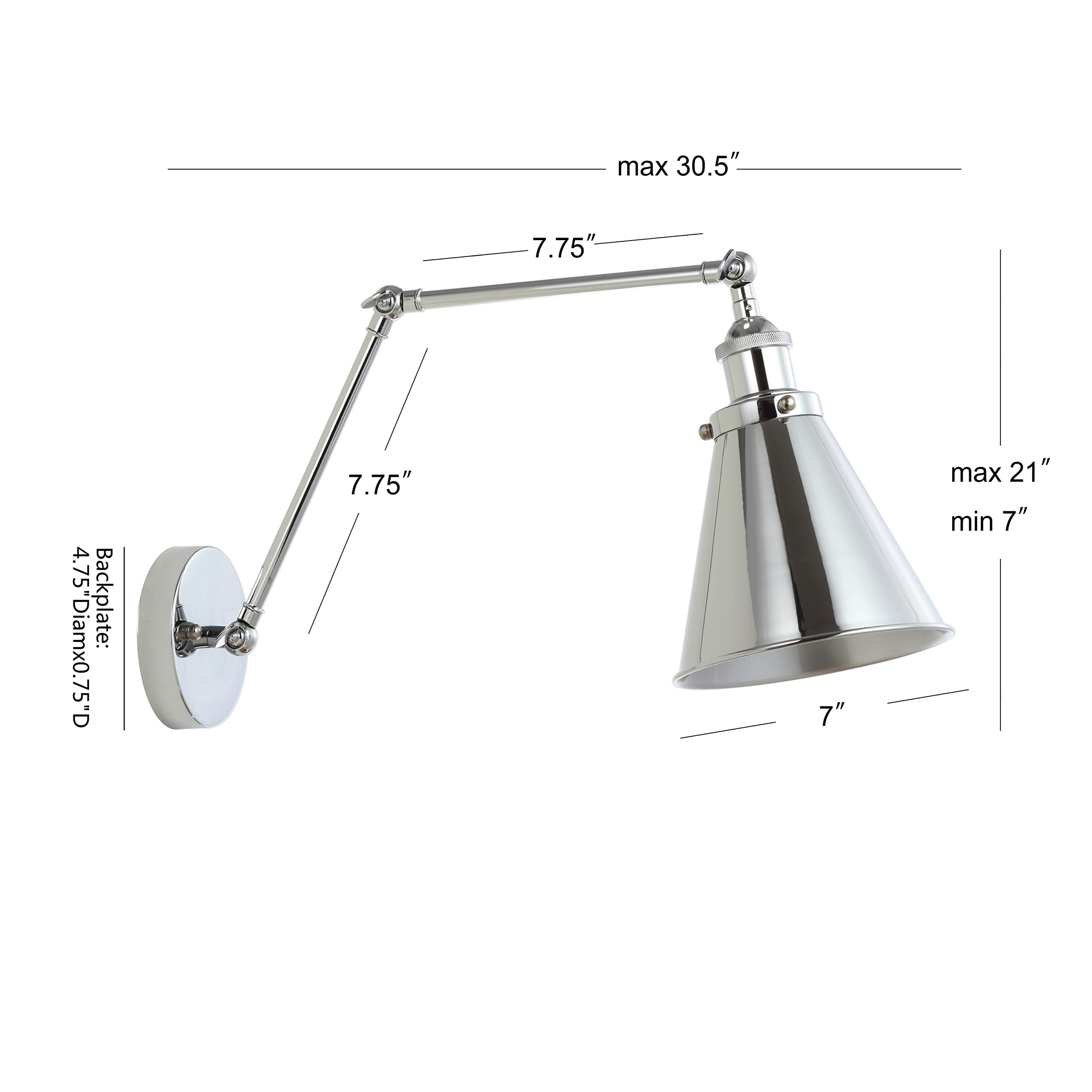 JONATHAN Y 7" Farmhouse Industrial LED Wall Sconce, Chrome, Set of 2, Model JYL7460A-SET2, Rustic Bohemian Style for Entryway,