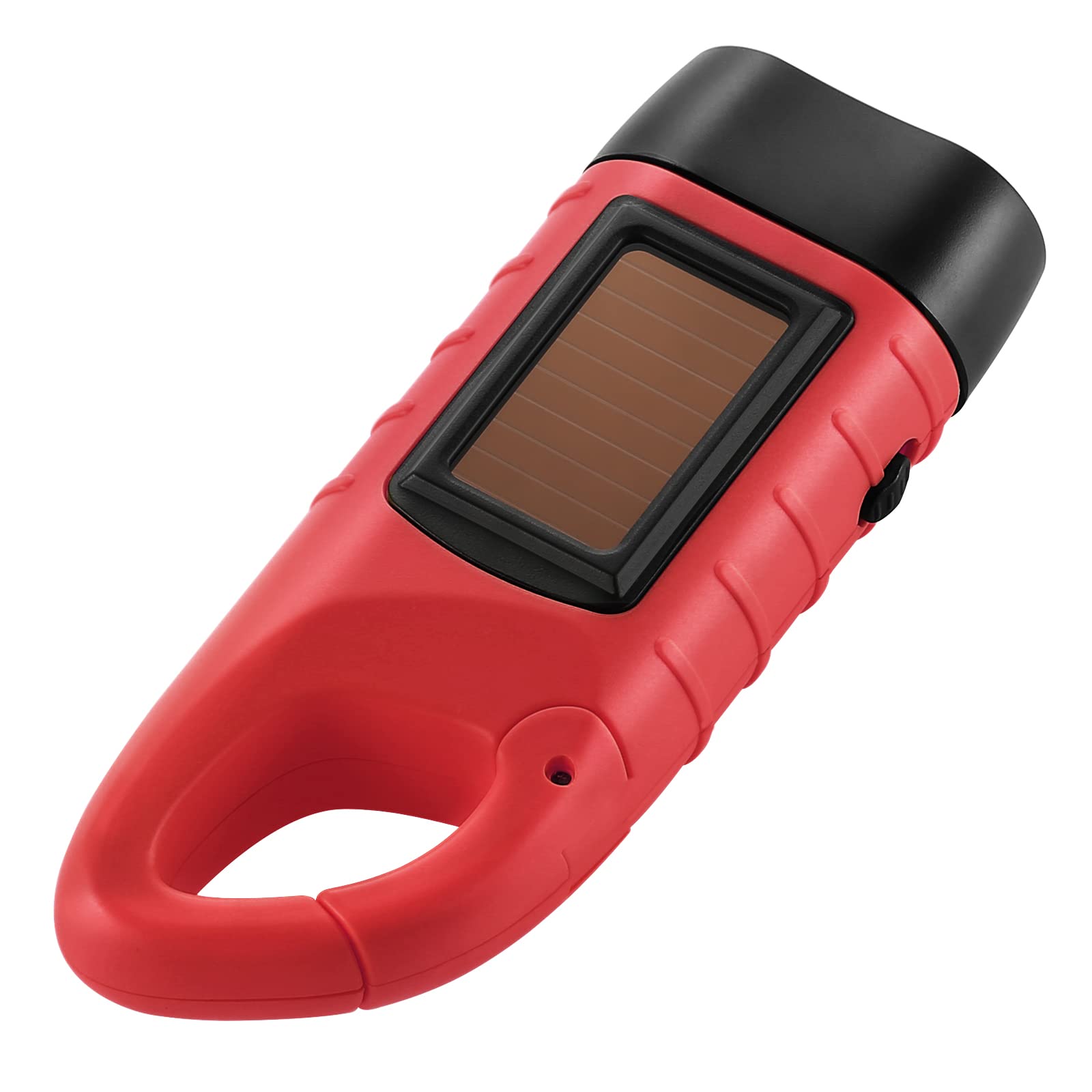 Simpeak Hand Crank Solar Powered Flashlight, LED Torch, 2-Pack, Red, Model DT-309A, Durable ABS Material