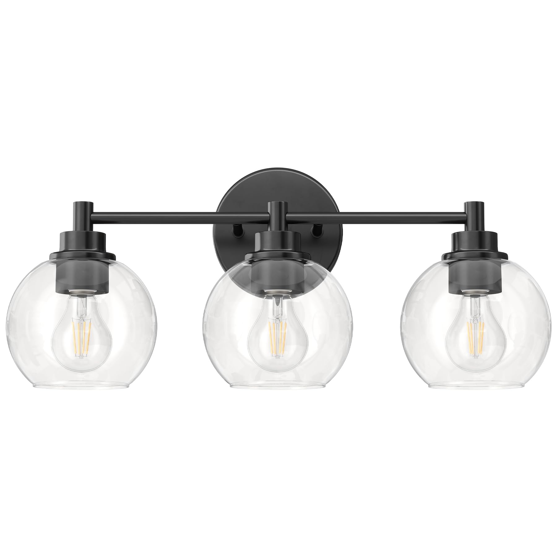 Vonluce Bathroom Light Fixtures, 3-Light Bathroom Vanity Light With Globe Glass Shades E26 Sockets, Bathroom Lights Over Mirror