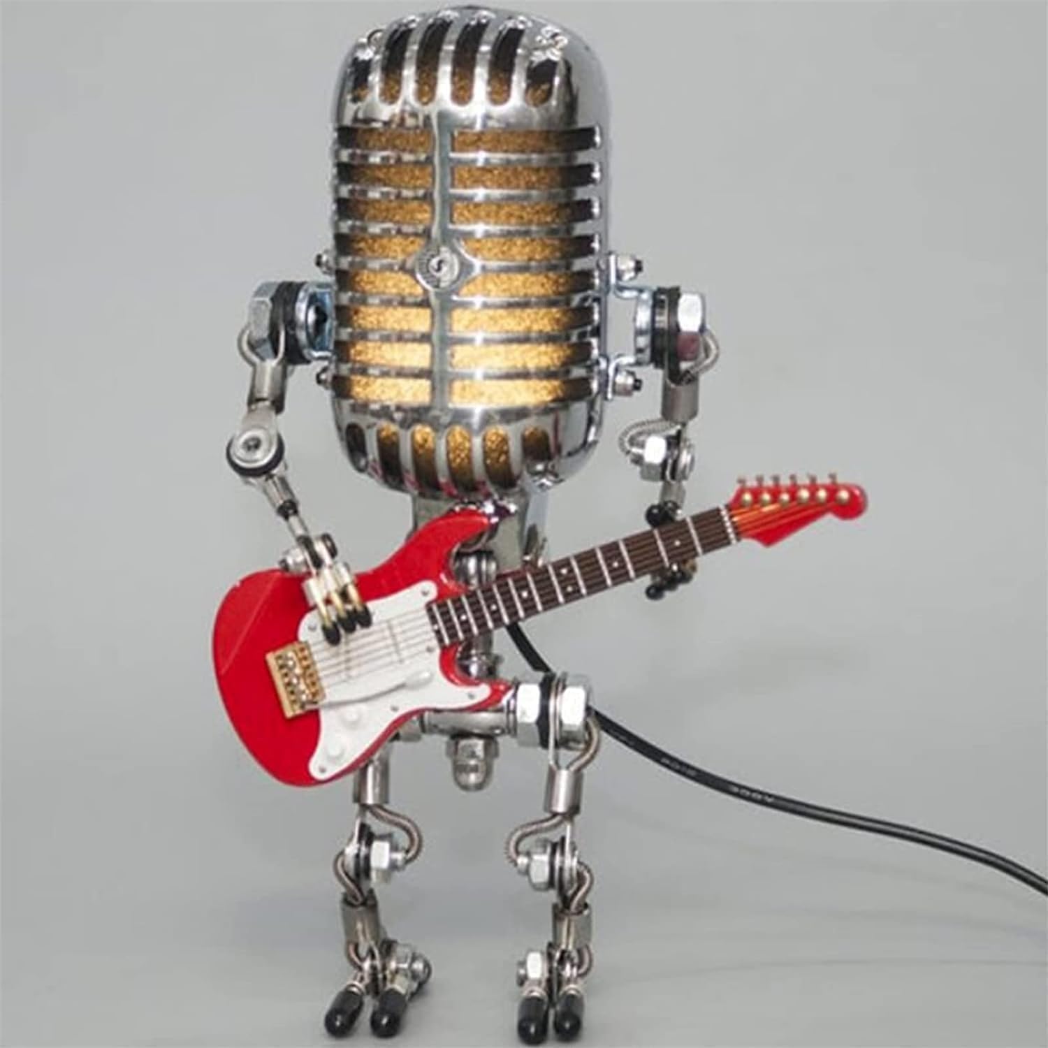 Xmpmrb Vintage Microphone Guitar Robot Lamp, Music Gifts for Men, Cool Gifts for Music Lovers, Vintage Light Home Decor Nightsta