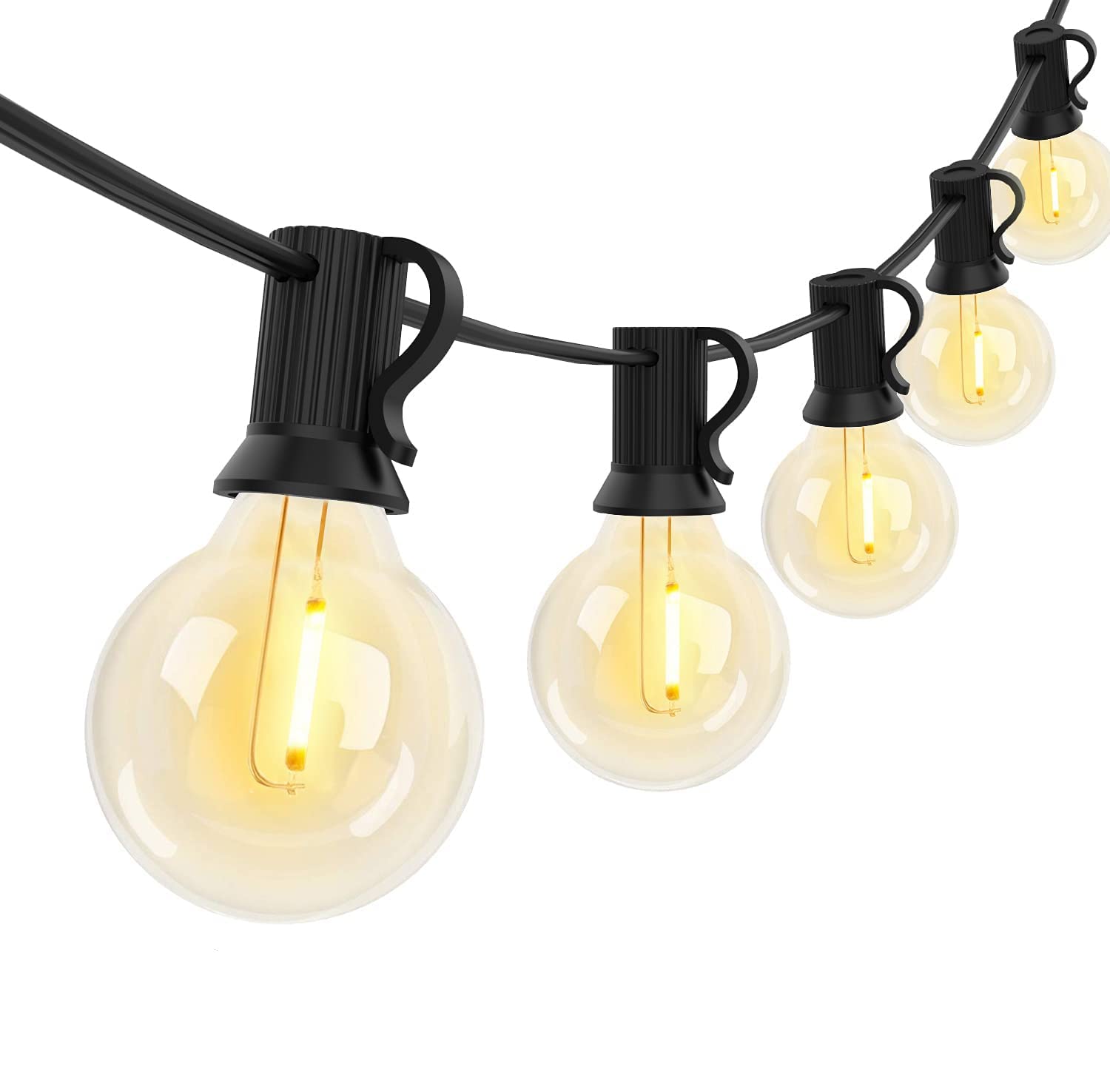 Abeja G40 LED Globe String Lights, 25Ft, 25 Shatterproof Bulbs, Waterproof, Black Wire, Outdoor Patio Lights