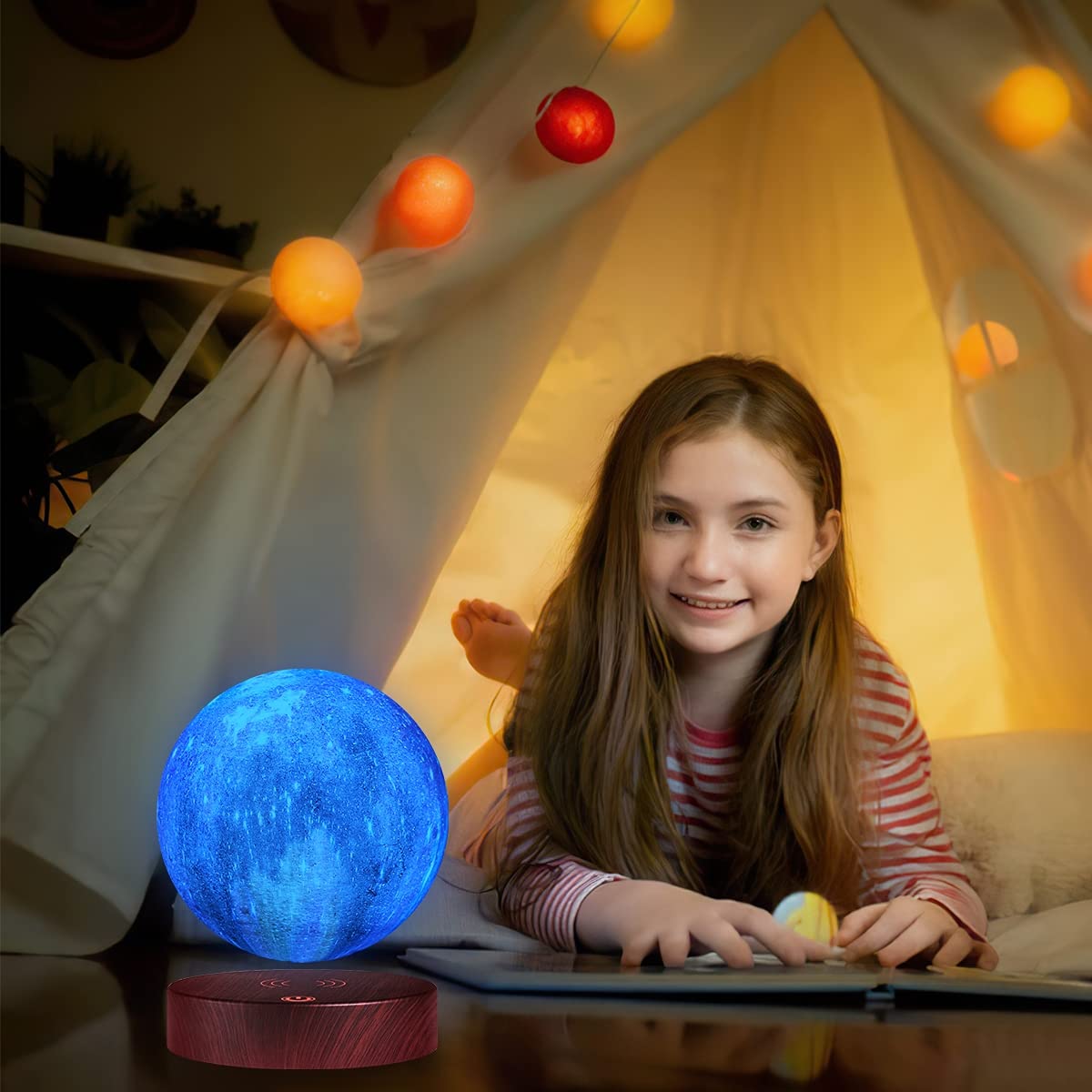 Vgazer Levitating Moon Lamp,16 Colors Galaxy Moon Lamp 5.9 Inch 3D Moon Led Light With Remote Control For Home Office Decor,Uniq