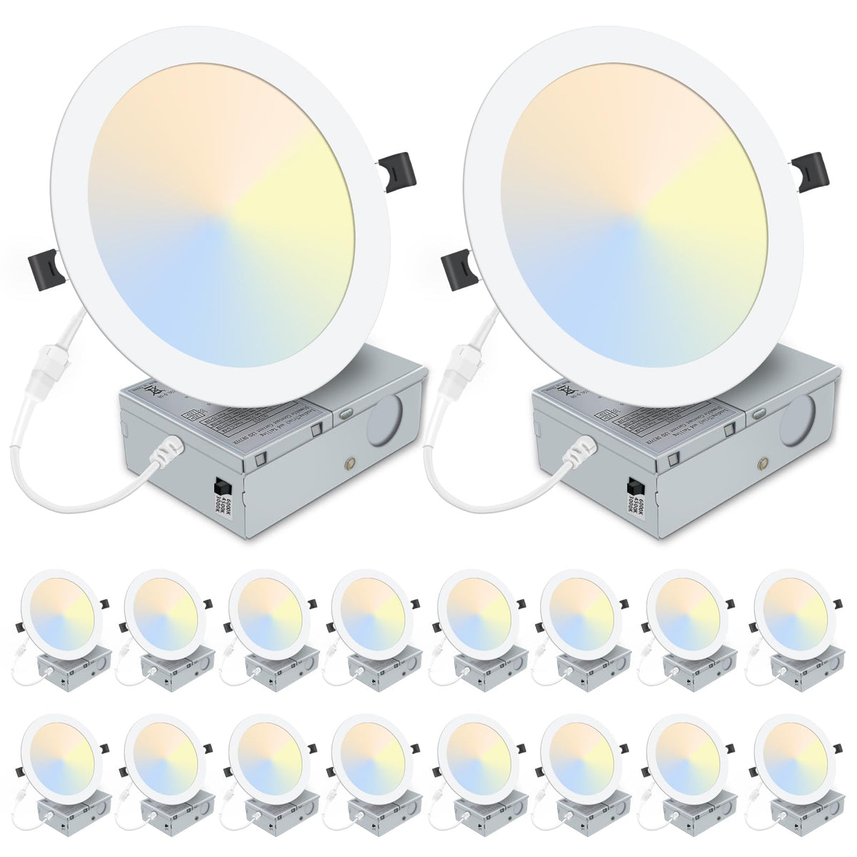 Led 8 Pack LZHOME 8 Inch Recessed LED Light - 18 Packs, Ultra Thin, Dimmable, 300 ...