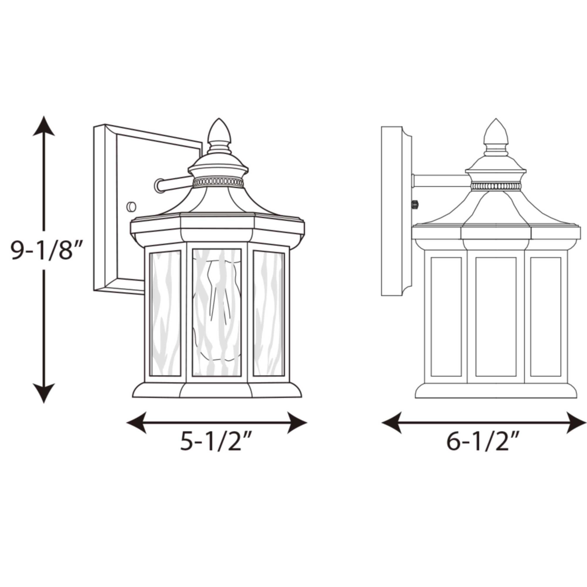 Progress Lighting 1-Light Outdoor Wall Lantern, Clear Water Glass, Textured Black, Aluminum, 55in, Model P6070-31