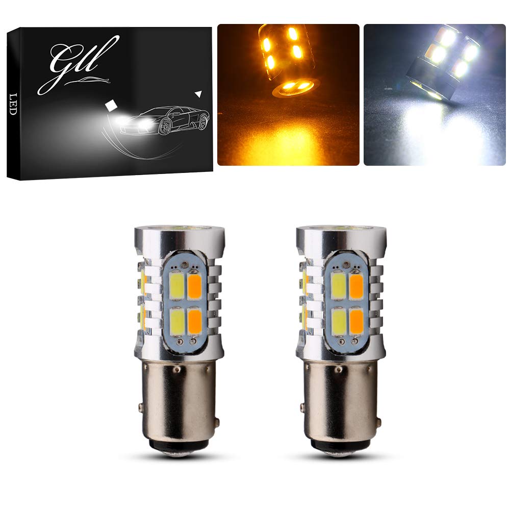 Grandview 2pcs 1157 BAY15D LED Light Bulbs Amber/White Switchback 400LM 12V 5730 20SMD 6500K-8000K