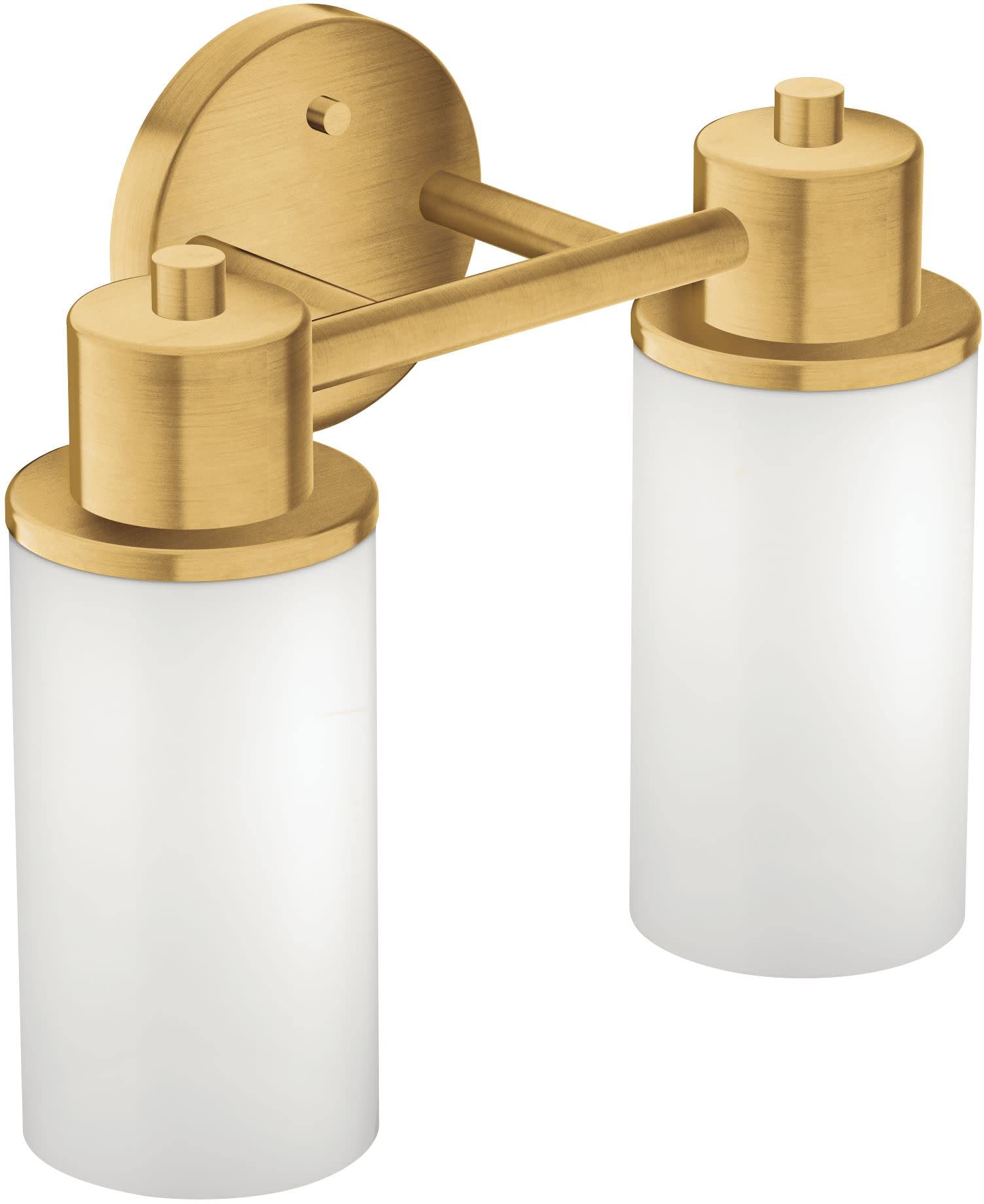 Moen Dn0762Bg Iso 2-Light Dual-Mount Bath Bathroom Vanity Fixture With Frosted Glass, Brushed Gold