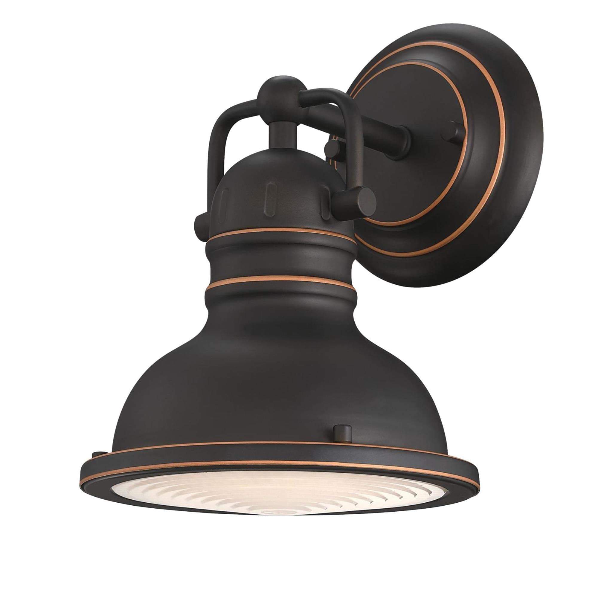 Westinghouse 6116100 Boswell Vintage-Style One-Light Indoor Wall Light Fixture, Oil Rubbed Bronze Finish with Highlights, Froste