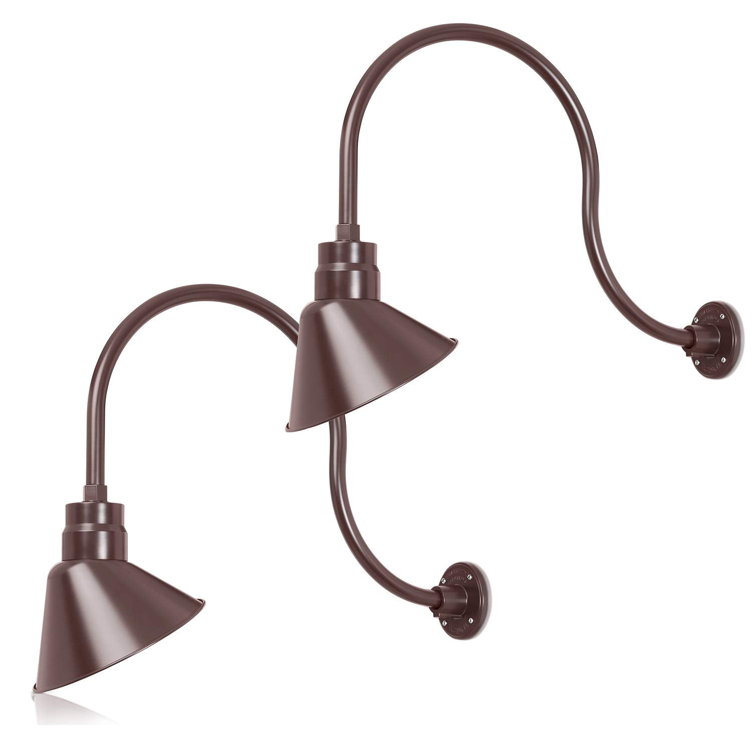 10in. Architectural Bronze Angle Shade Gooseneck Sign Light Fixture With 24in. Long Extension Arm - Wall Sconce Farmhouse, Antiq