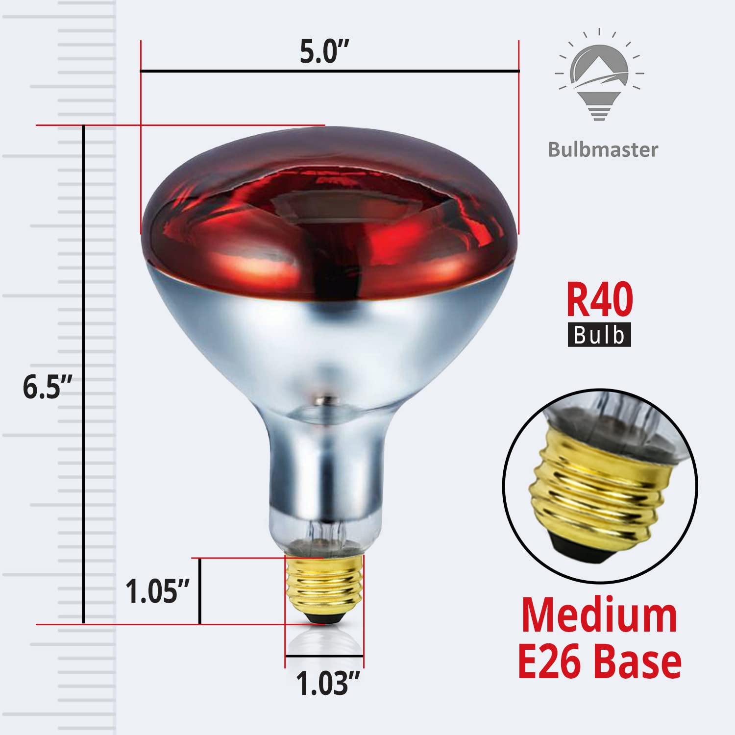 Bulbmaster 250 Watts R40 Red Heat Lamps Outdoor Bulbs For Pets Flood Light Bulb For Chickens Infrared Reflector 250W R40 Incande