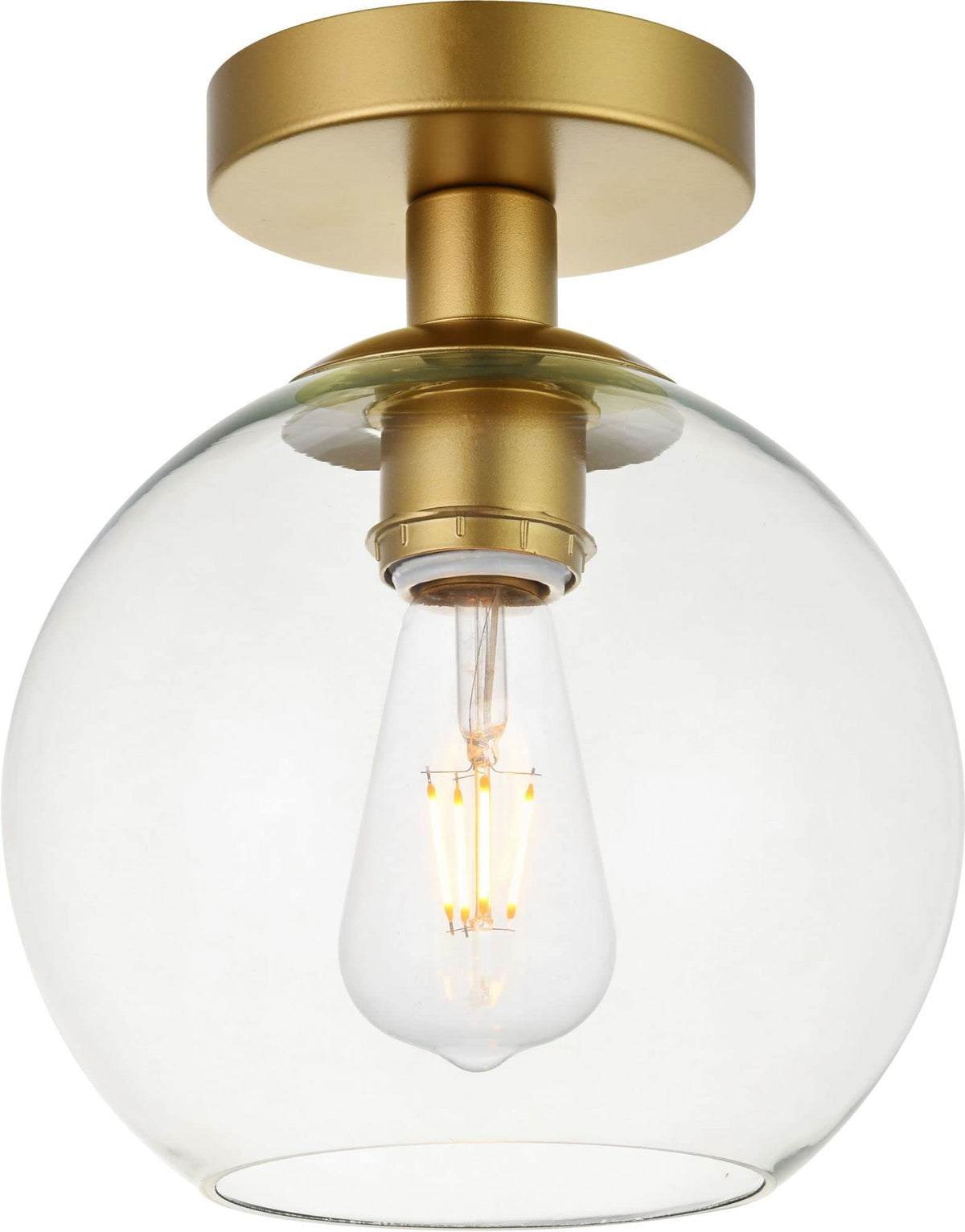 Elegant Lighting Living District Indoor Modern Home Decor Bright Baxter 1 Light Brass Flush Mount With Clear Glass