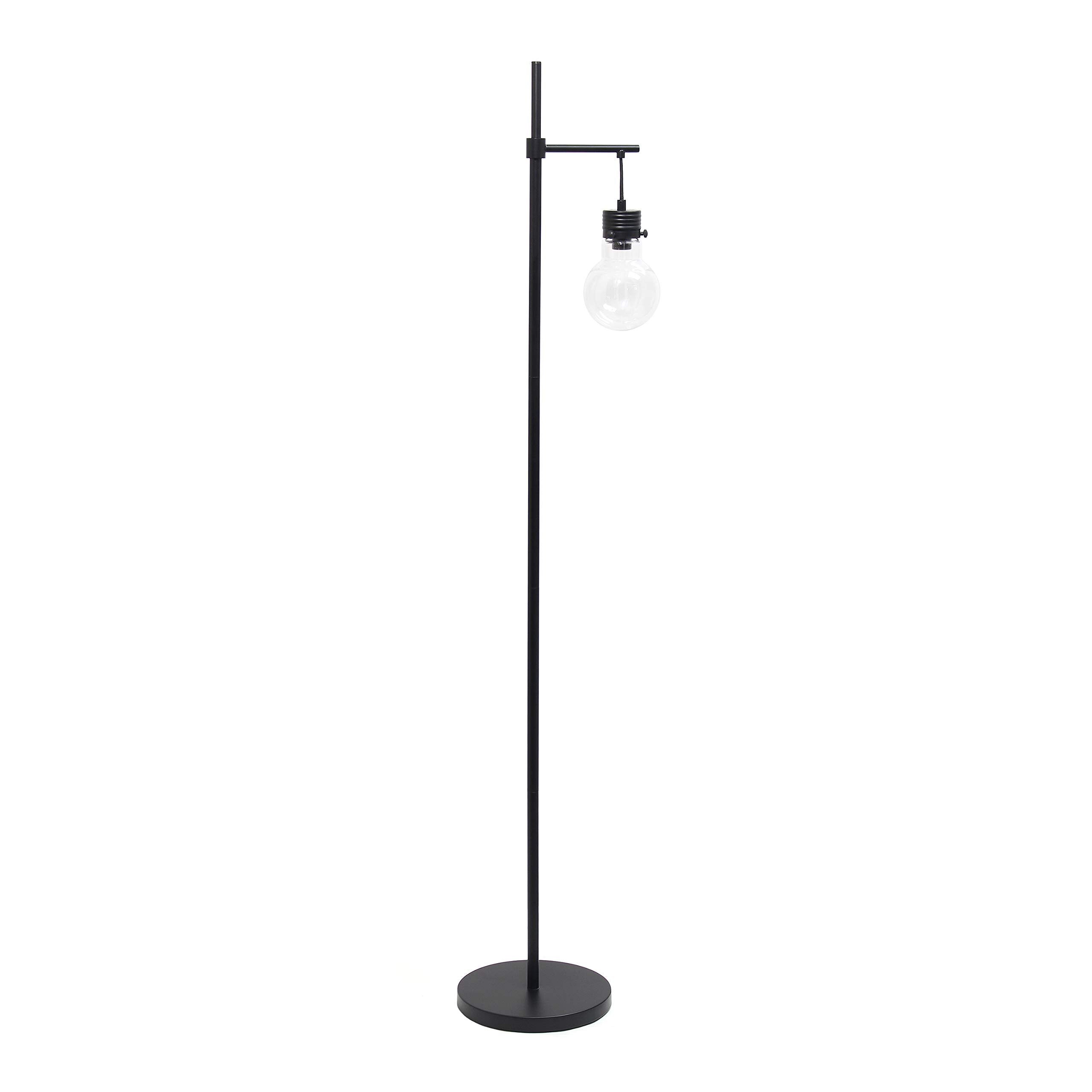 Elegant Designs Lf1027-Blk Hanging Lightbulb Floor Lamp, 12.75&quot; L X 10&quot; W X 60&quot; H