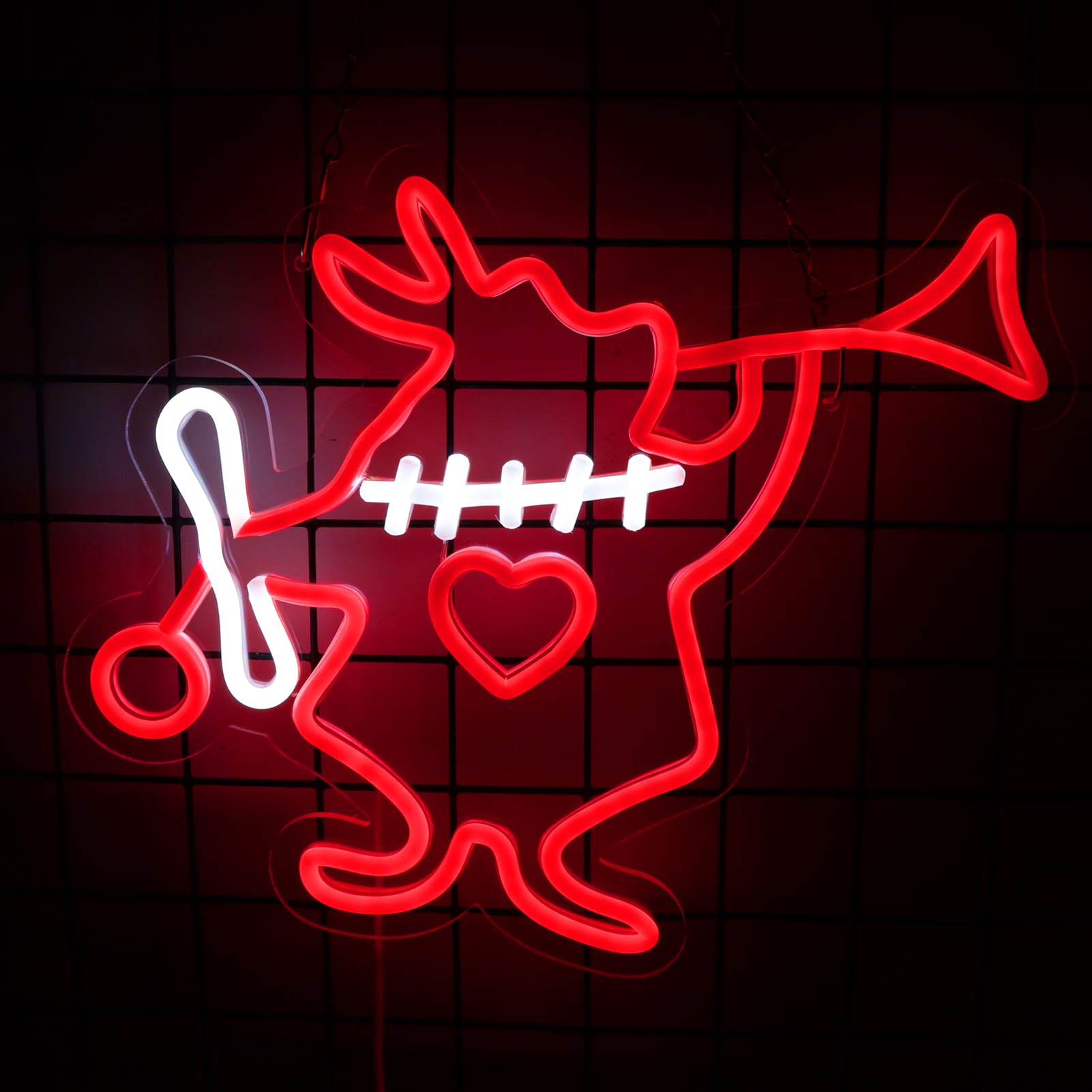 Tiabuy Neon Wall Art - Dimmable Rabbit LED Light, 12inx12in, Acrylic, Red