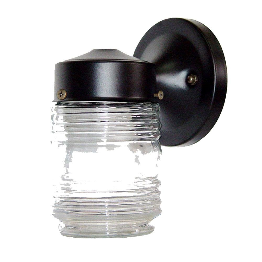 Acclaim 1-Light Wall Mount Outdoor Light Fixture, Matte Black, Glass, Model 100BK, Size 5.5x4.5x7.2