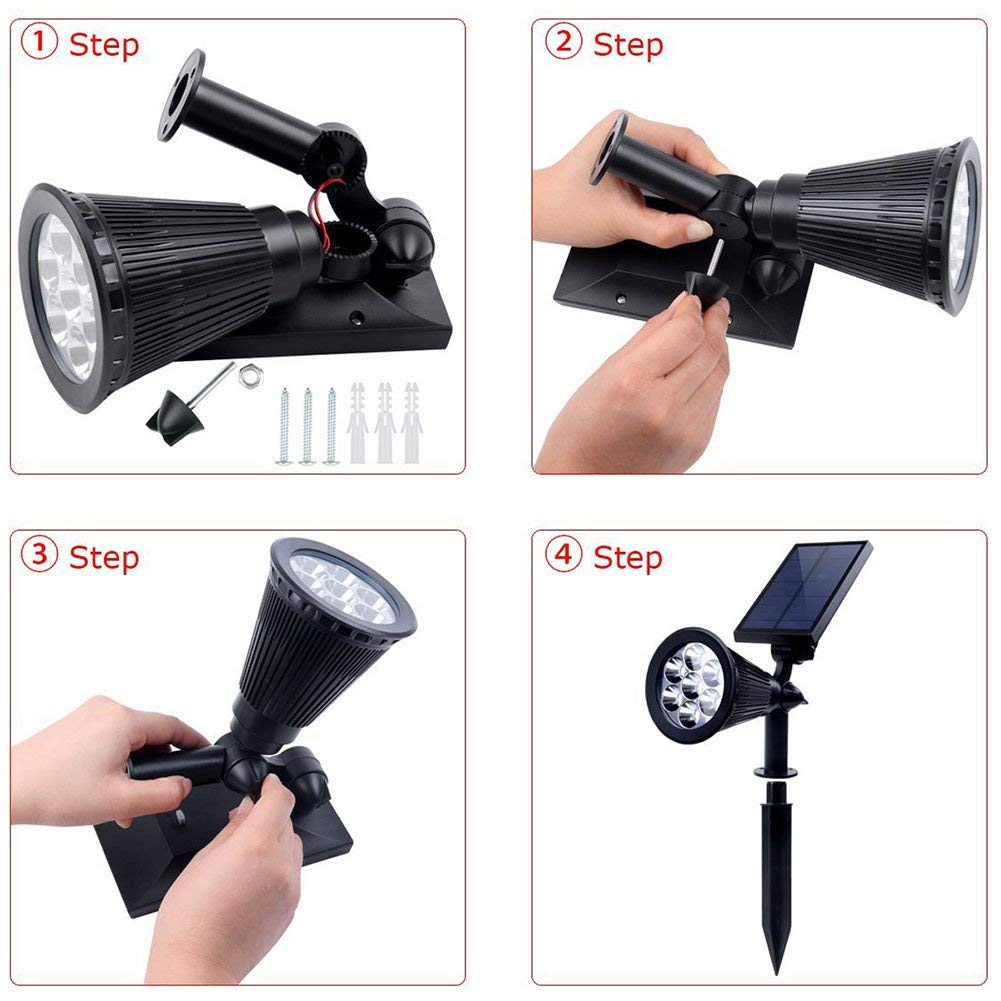 Solar Lights Outdoor Colored Waterproof 7 LED Color Changing Solar Spot Lights Landscape Spotlight for Yard Garden Patio Lawn 2