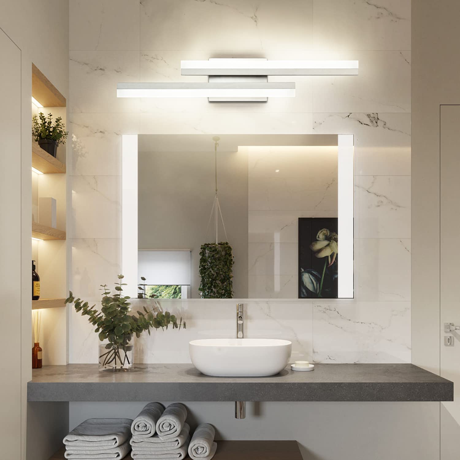 PRESDE Modern Vanity Light Bar, 24inch Dimmable Brushed Nickel, Metal & Acrylic, Model 6660-610mm