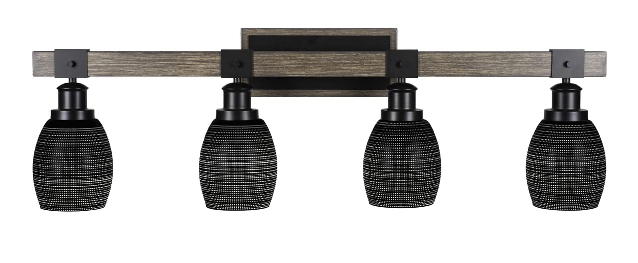 Tacoma - 4 Light Bath Bar-11.25 Inches Tall and Inches Wide-Black/Painted Wood Finish-Black Matrix Glass Color