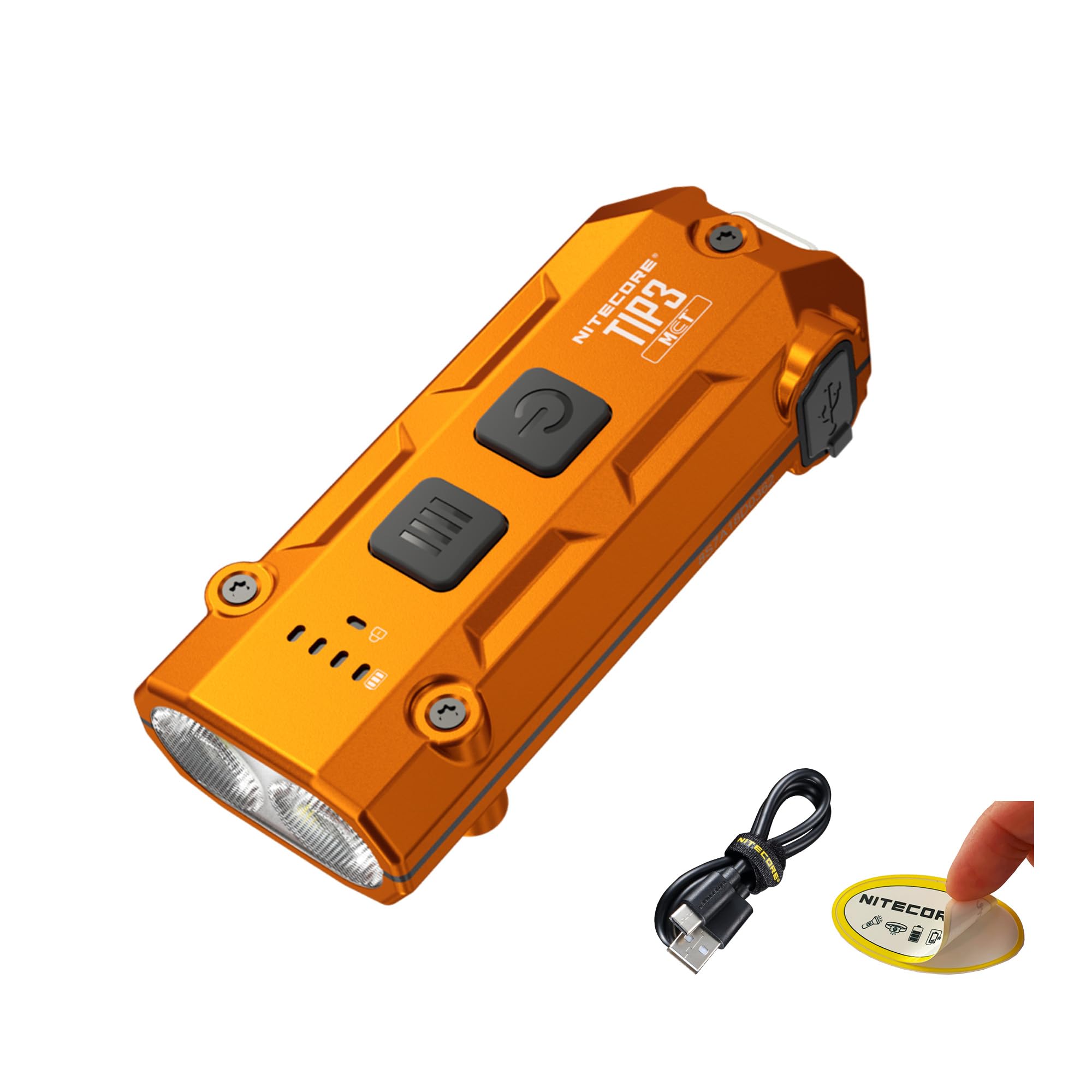 Nitecore TIP3 720-Lumen Rechargeable Keychain Flashlight, 3 Color Temperatures EDC Light, USB-C with Pocket Clip (Orange)