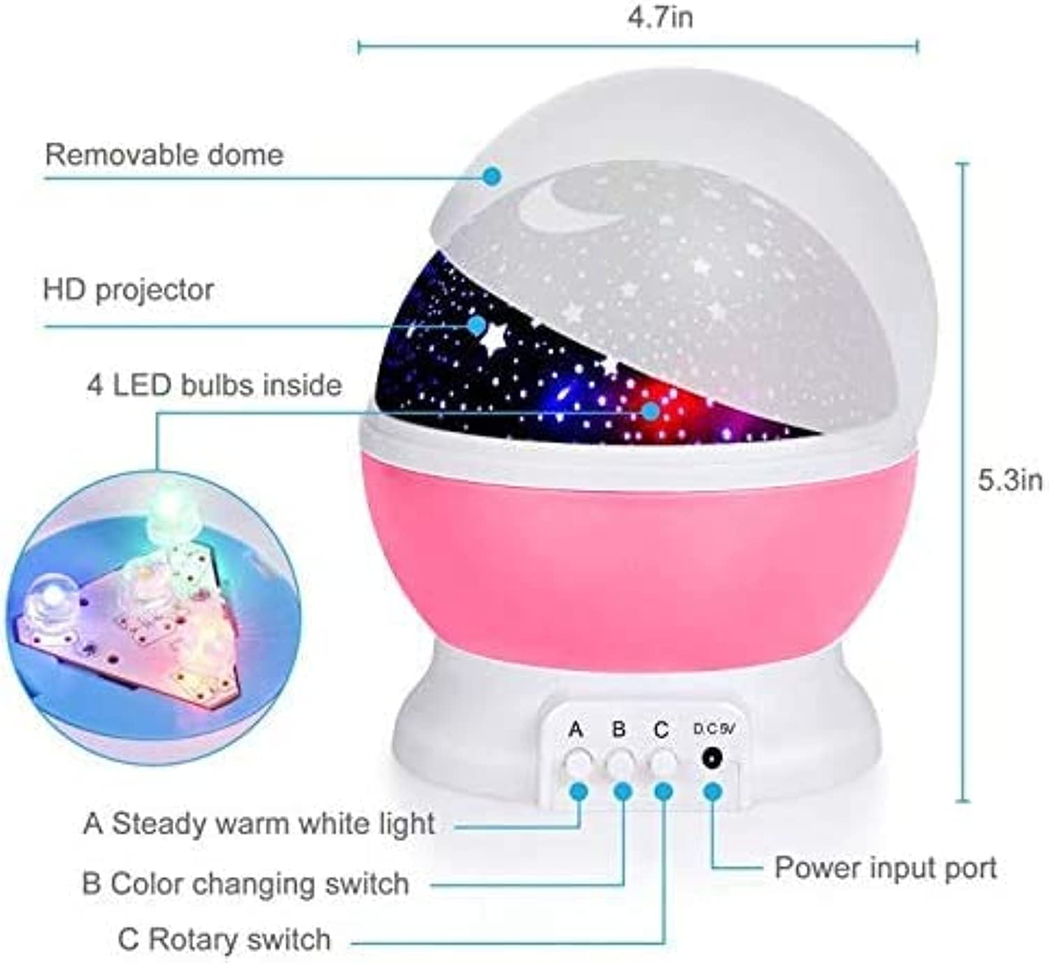 Gesto Star Master Projector with USB Wire Colorful Romantic LED Star Master Sky Night Projector & Bed Light Lamp. LED Light Proj