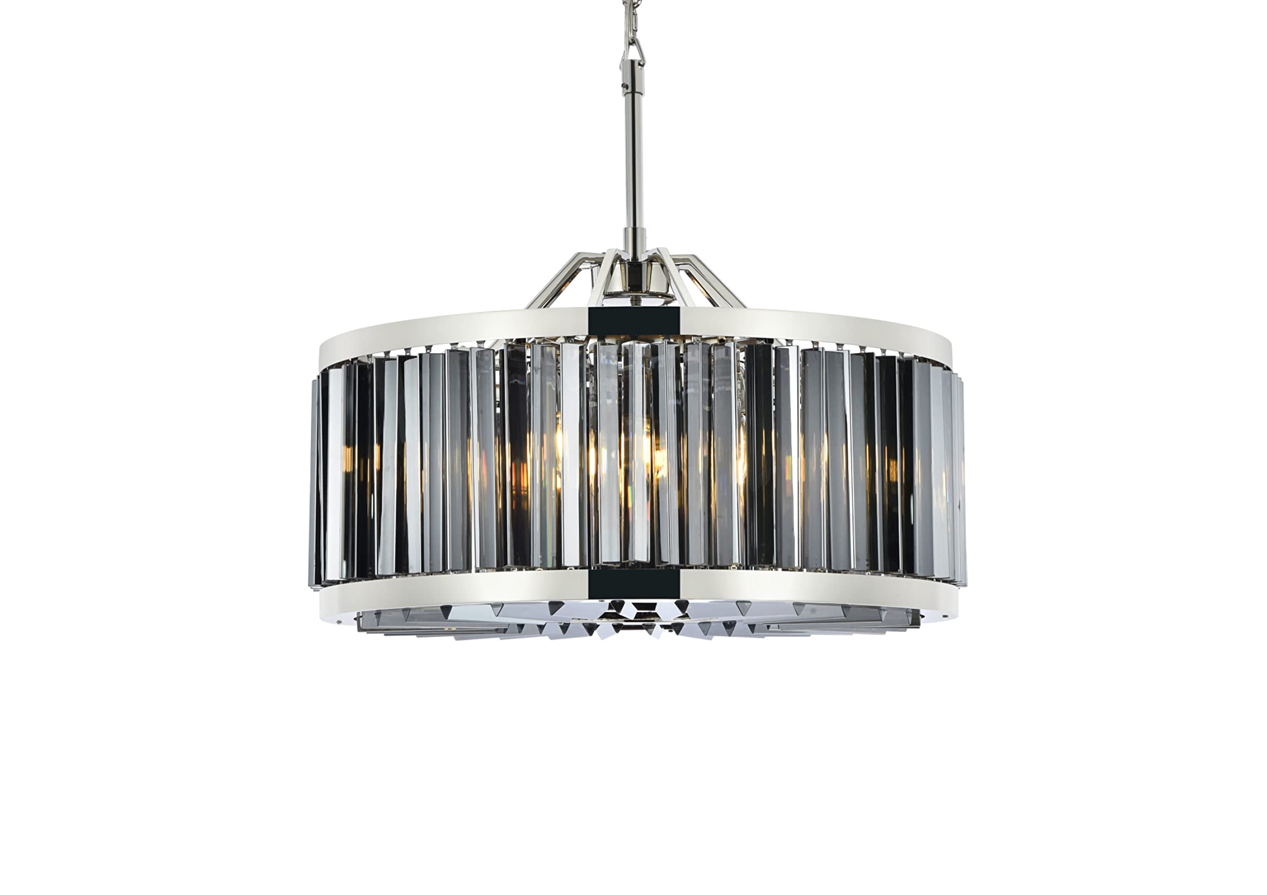 Elegant Lighting Chelsea Collection 8-Light Pendant Lamp with Royal Cut Silver Shade Crystals, Polished Nickel Finish