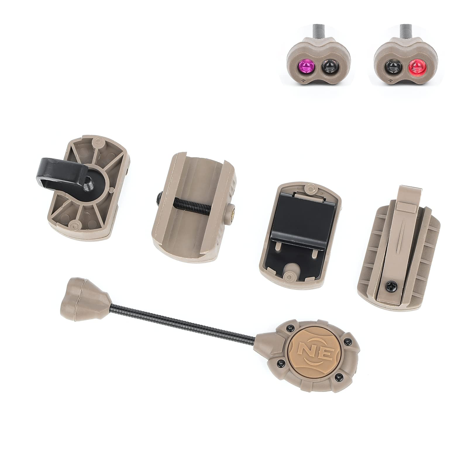 rdzzwxw Tactical Helmet Light with White Green IR LED Task Lamp, Helmet Accessories Mount for Mich Fast Helmet Molle System Pica