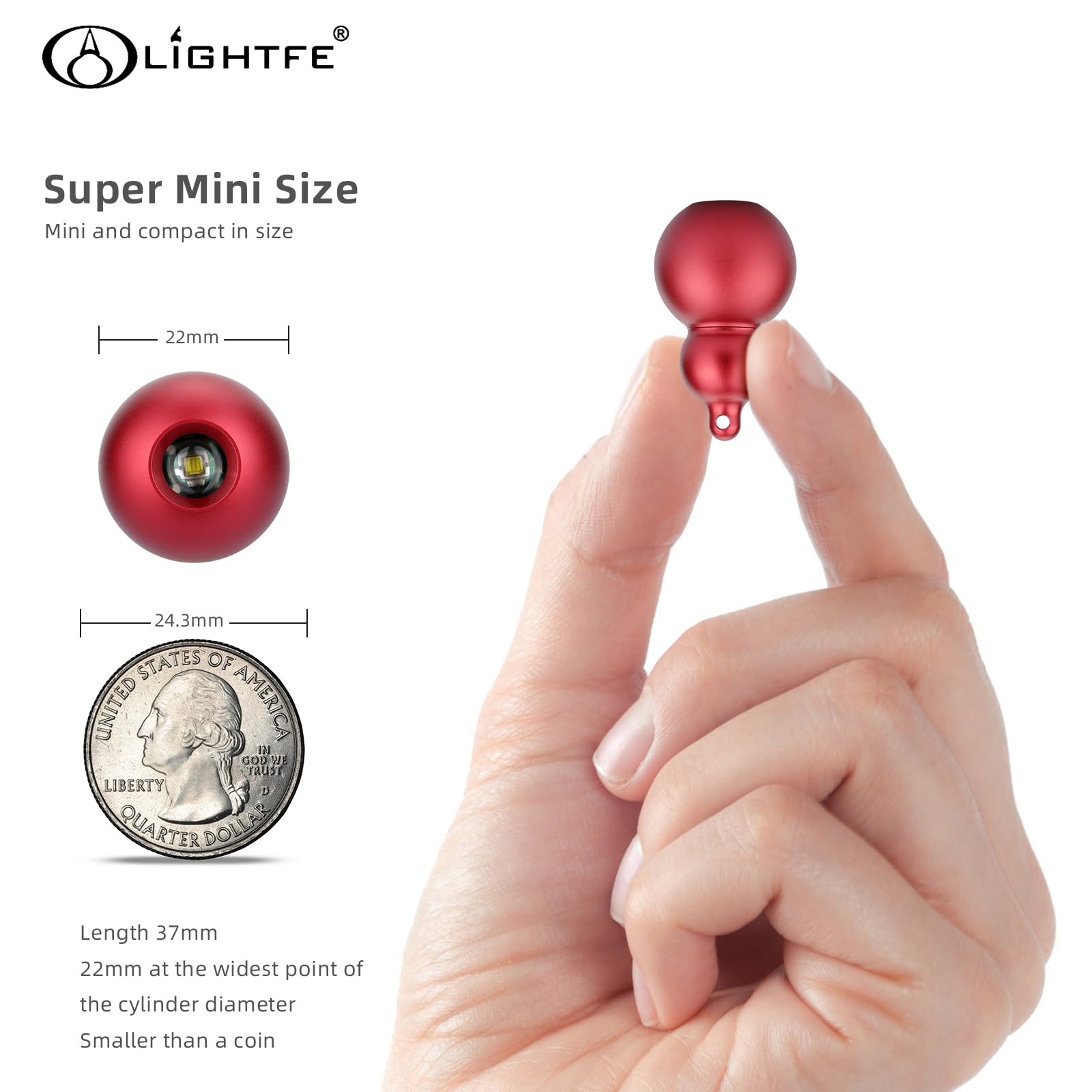 Lightfe Mini Flashlight Keychain Jewelry Mini Handheld Emergency Light (Mini02 Red)