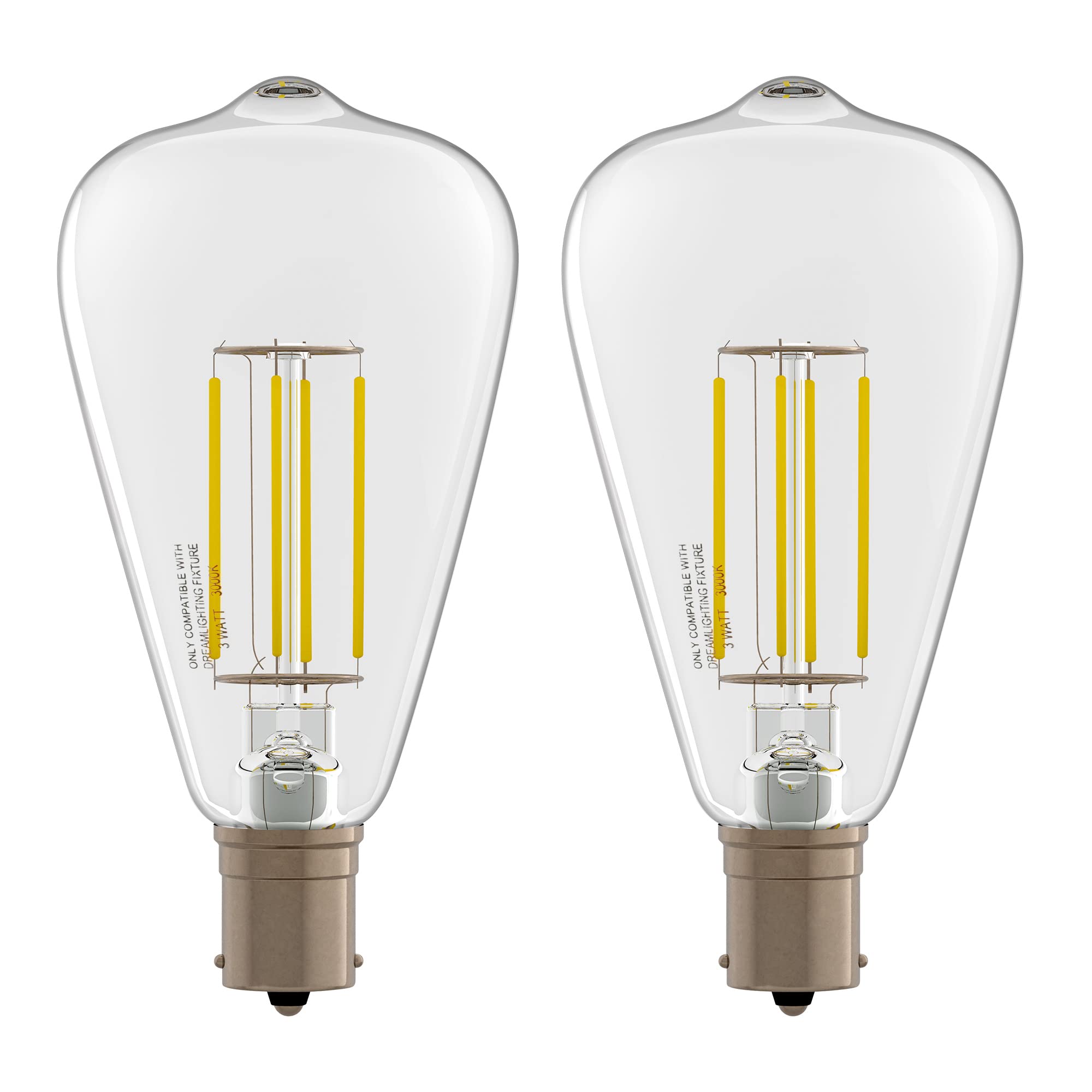 Dream lighting LED Edison Bulb, 3W 150 Lumens, Warm White 3000K, Pack of 2, Copper