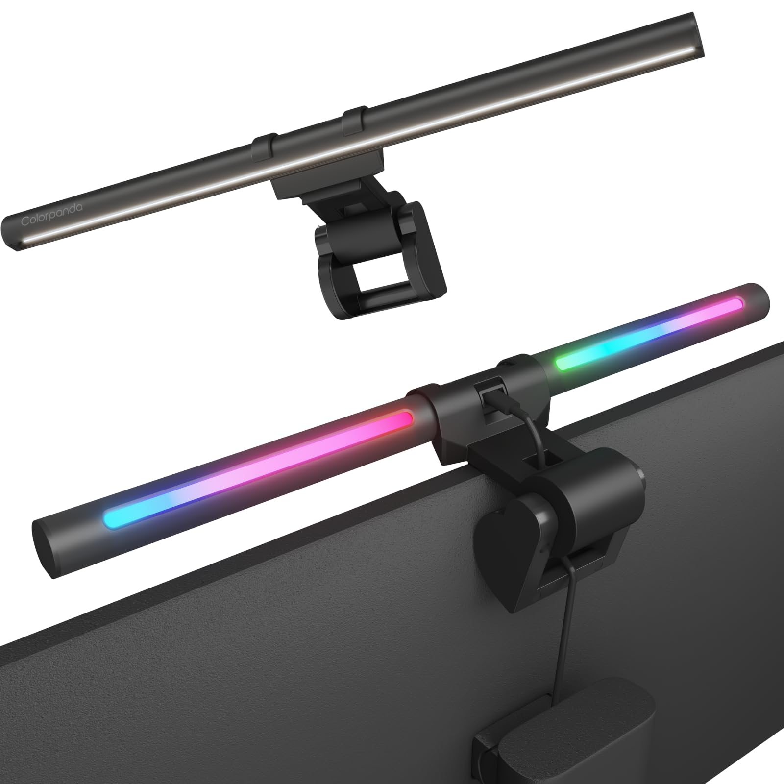 Rgb Monitor Light Bar, Led Dual Light Source Adjustable Cool Mix Warm Light Color Temperature Eye Protection Anti-Glare Desk Lamp Touch Control For Home Office Pc Computer Compatible With Alexa