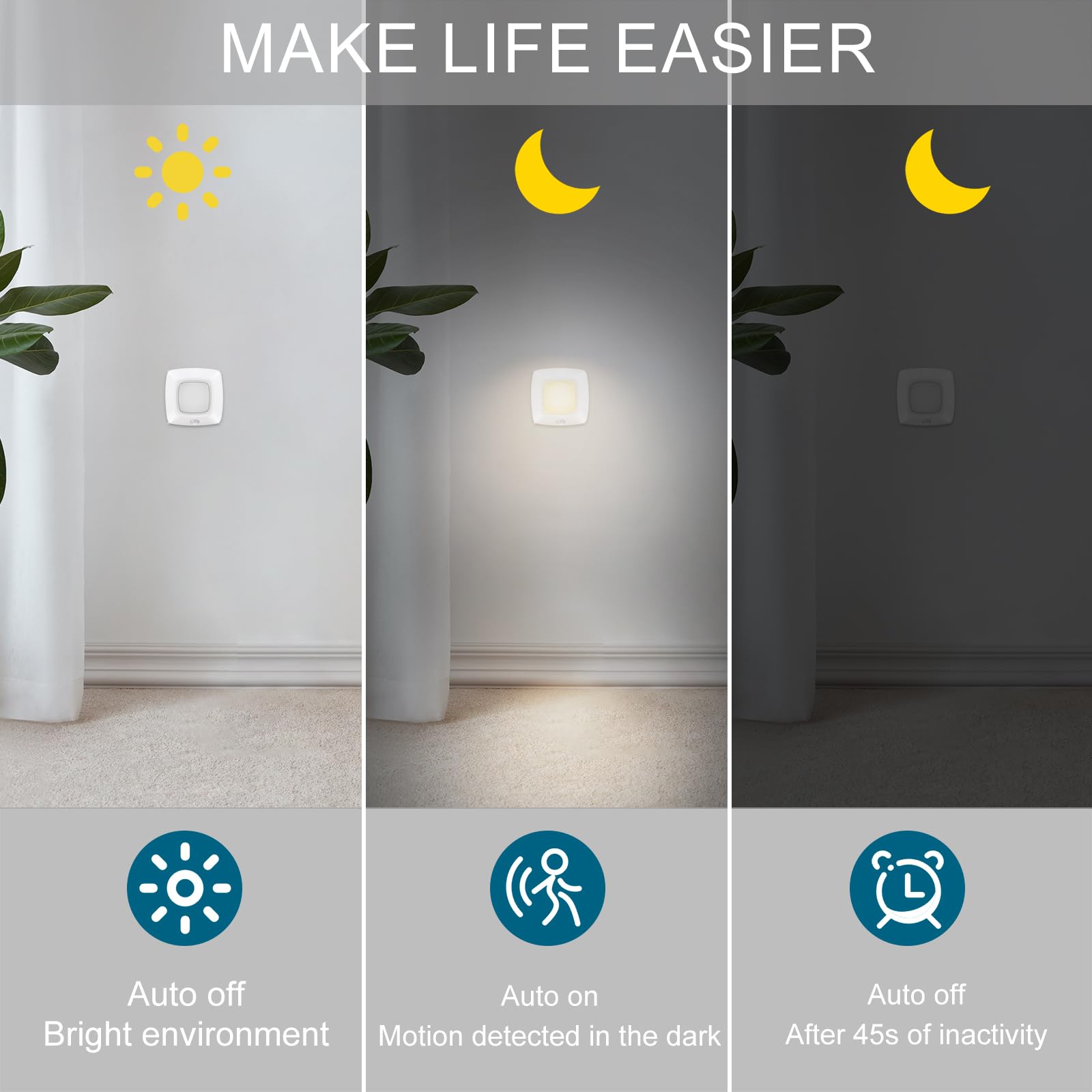 Bigmonat Motion Sensor Tap Light,Battery Operated Push Lighting, Wireless Puck Lights, Stick-Anywhere Under Cabinet Counter Ligh