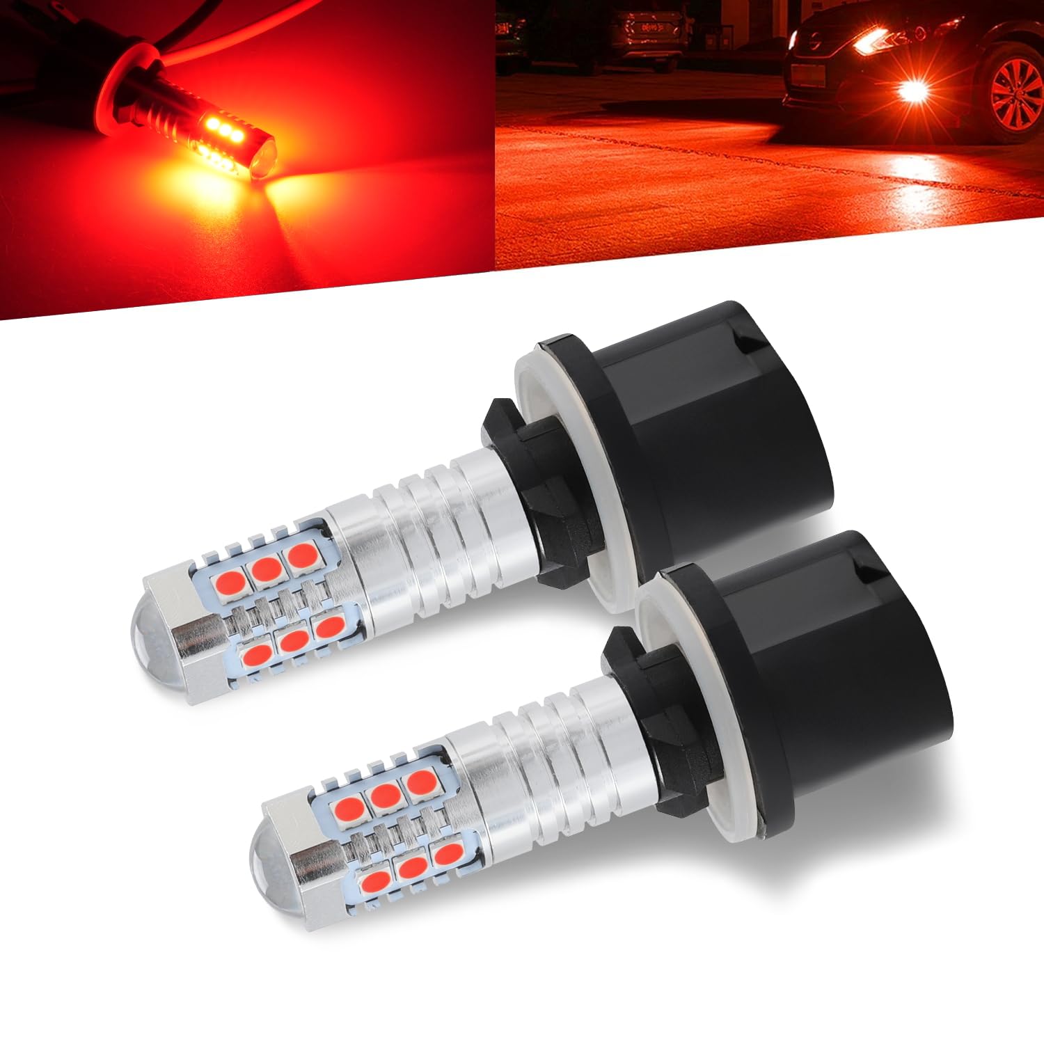 KISLED 880 LED Fog Light Bulb, Extremely Bright Projector DRL, Red, Compatible with 890 884 885 892 893 899 PG13