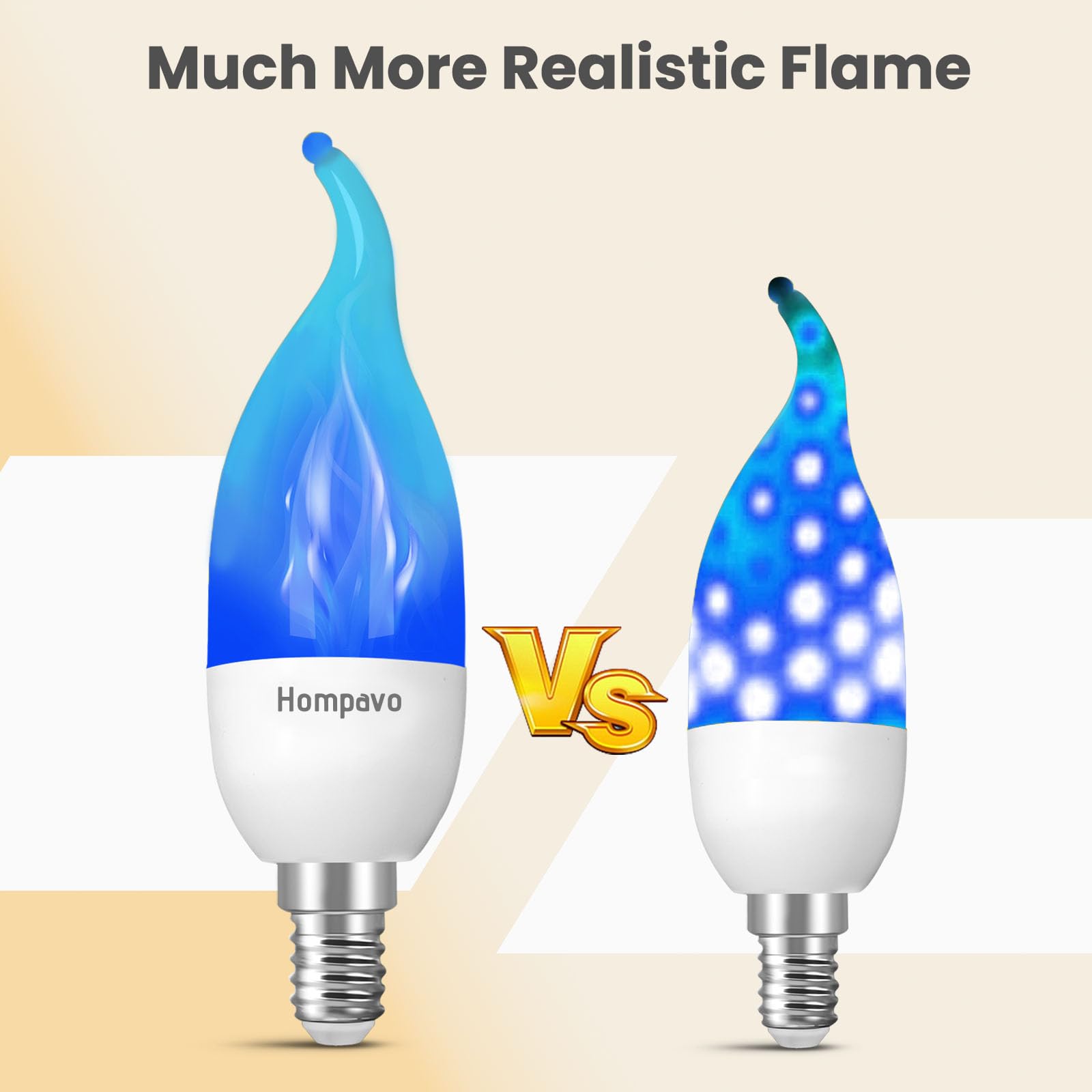 Hompavo ?Upgraded Led Flame Light Bulbs, 3 Modes Flickering Light Bulbs, E12 Chandelier Base Candle Fire Light Bulb For Halloween Christmas Party Porch Indoor & Outdoor Home Decoration, Blue 6 Pack