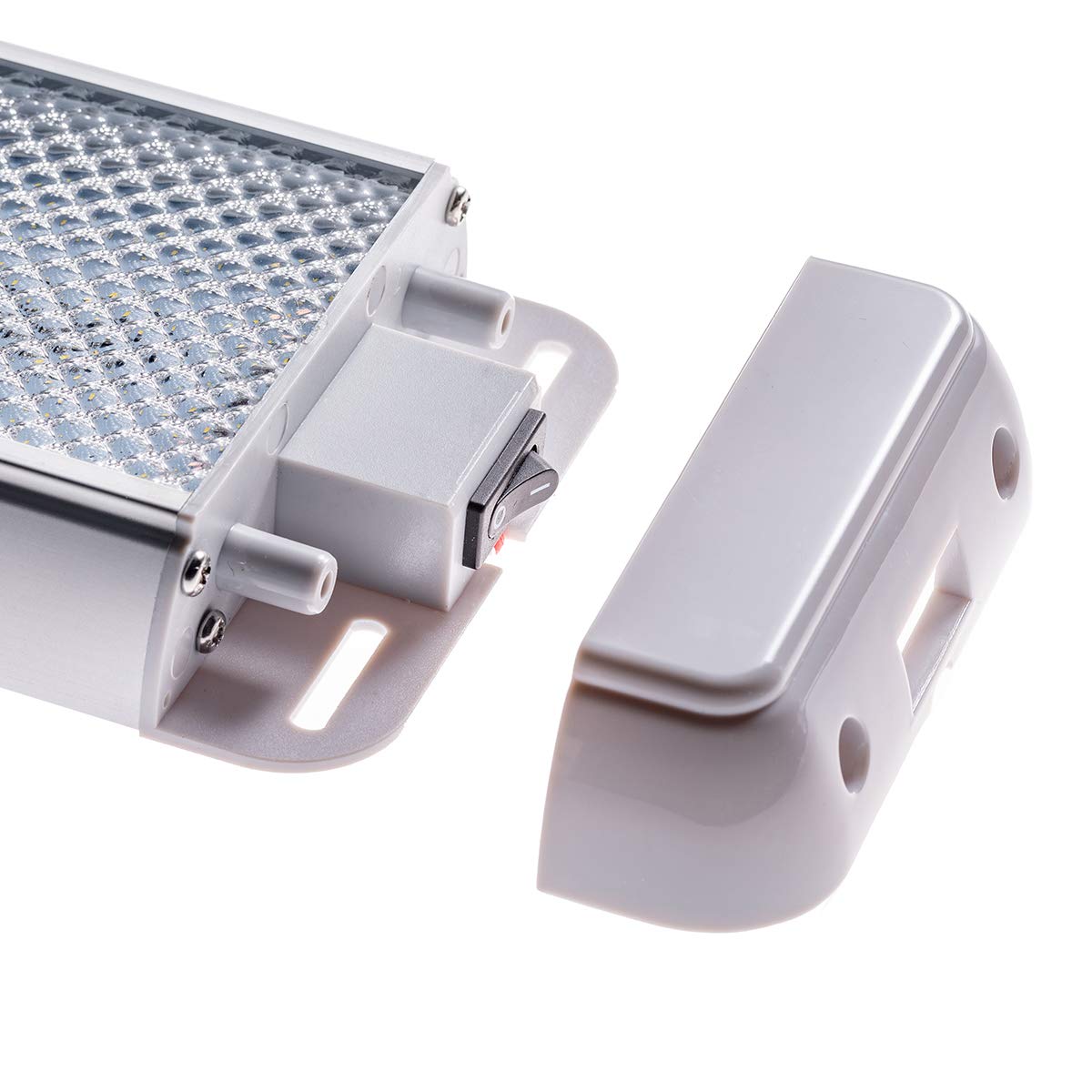 Raycharm Rv Marine Led Interior Light Fixture, 10.3&quot; X 3.9&quot; Aluminum Housing, 6000K Cool-White Large Spaces Illuminating,High-Output Low Ampere Draw, Built-In On/Off Rocker Switch, 12V-24V Dc, 1-Pack