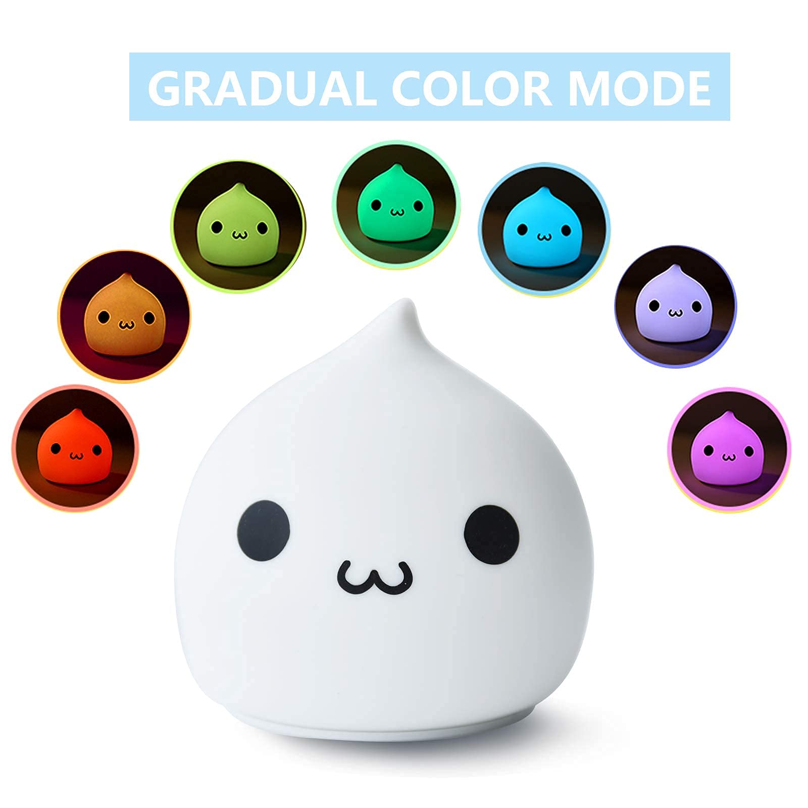 ZKLiLi Night Light, Portable Dumpling Lamp, Silicone, Battery Powered, Kawaii Design, Model ZK-001, Light Color