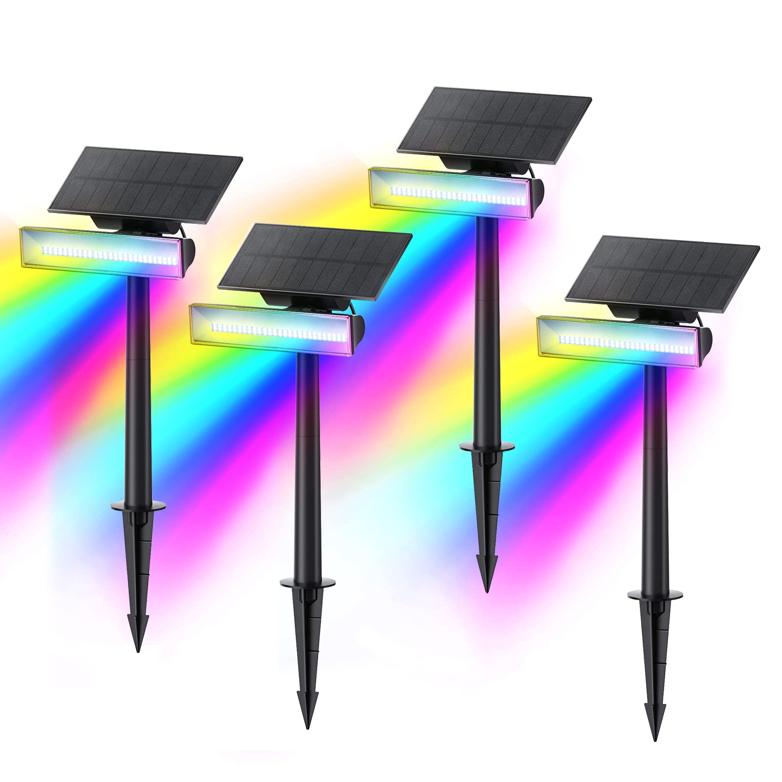 Consciot Solar Spot Lights Outdoor, 54 LEDs, Waterproof IP67, 4 Pack, Multicolor, Model CL37001-RGB-US-4