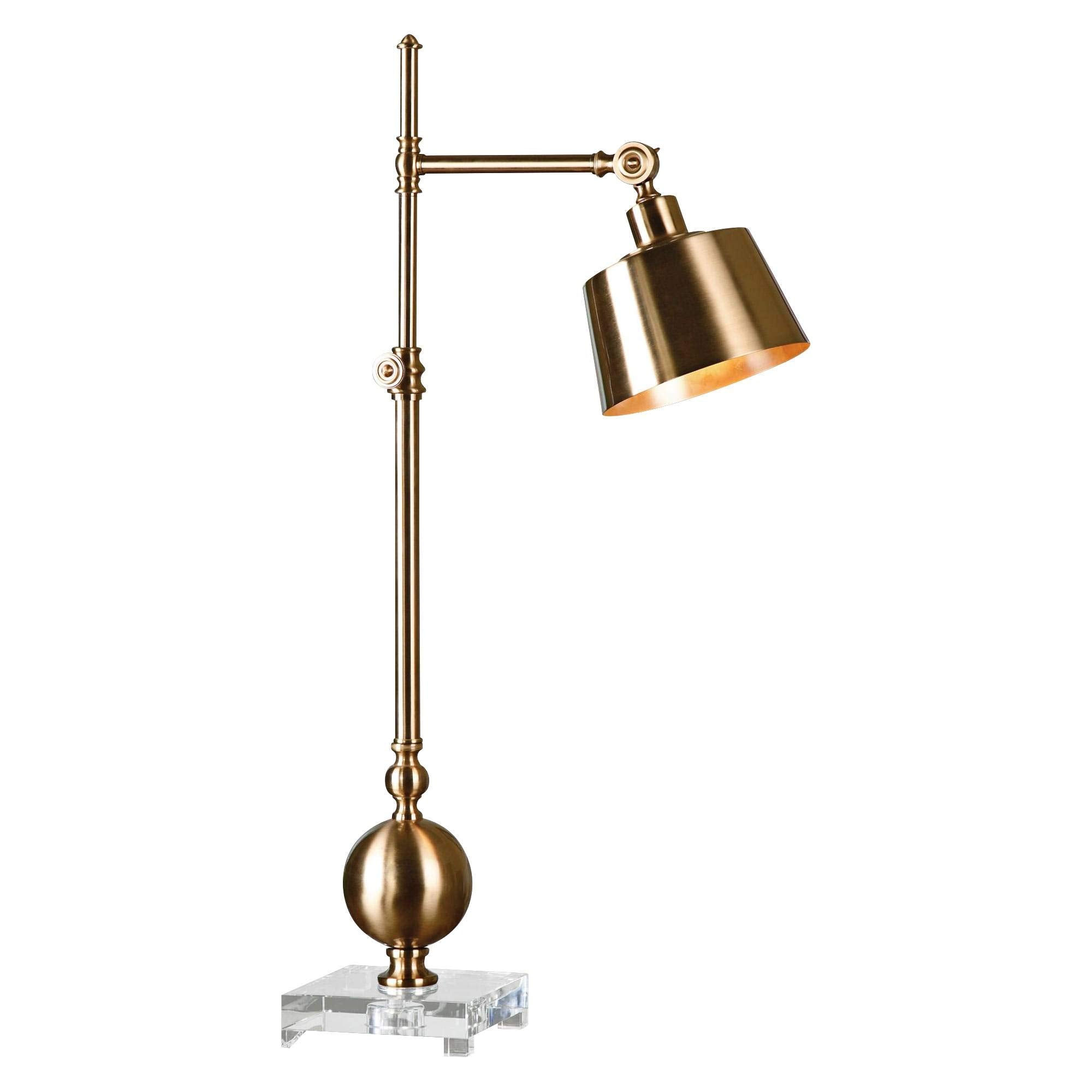 Uttermost 1 Light Task Lamp, Brushed Brass/Crystal, 20in Wide x 7in Deep, Model 29982-1