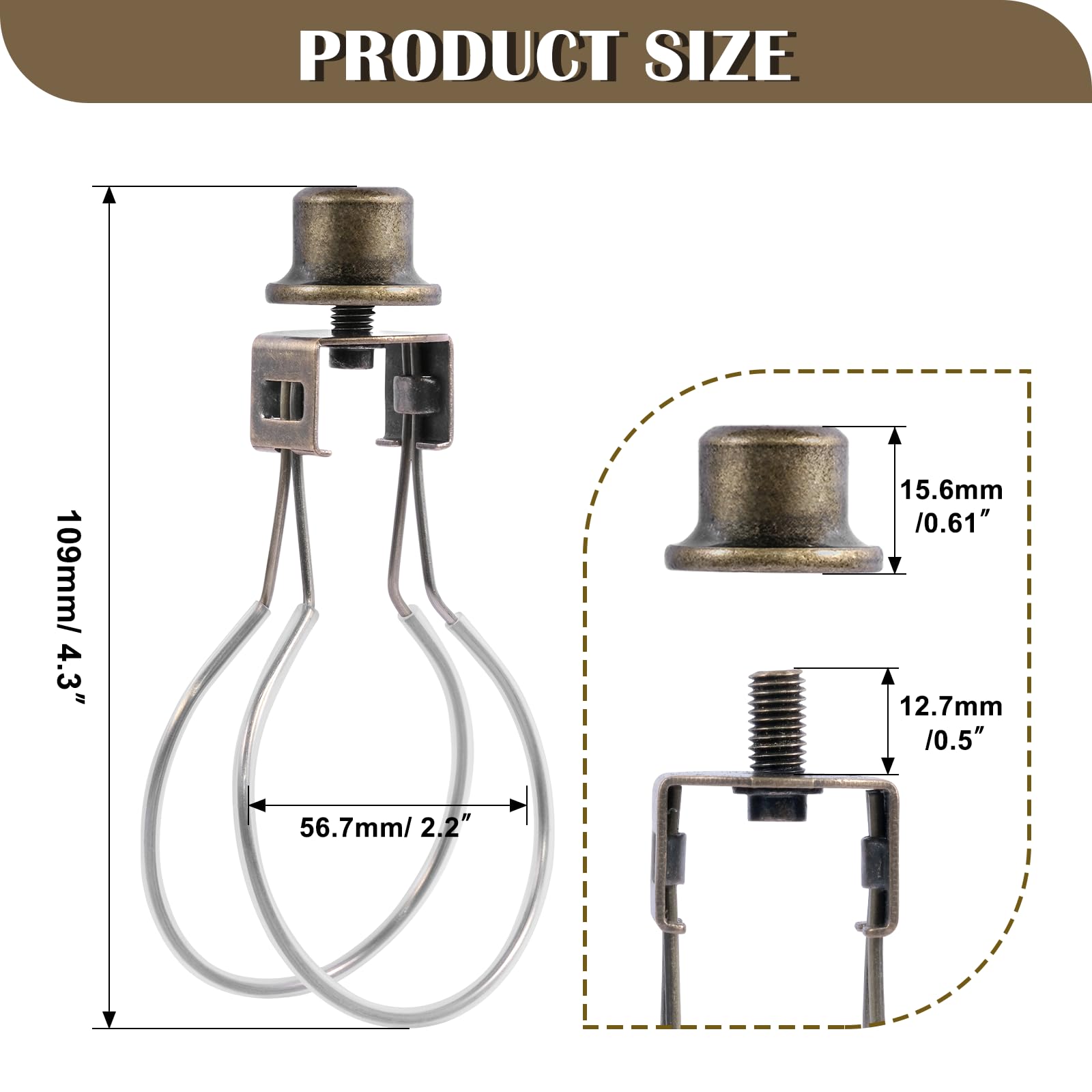 Lamp Shade Holder,Lamp Shade Light Bulb Clip Adapter,Clip On Lampshade Adapter Includes Finial And Lampshade Levellers,Spring Cl