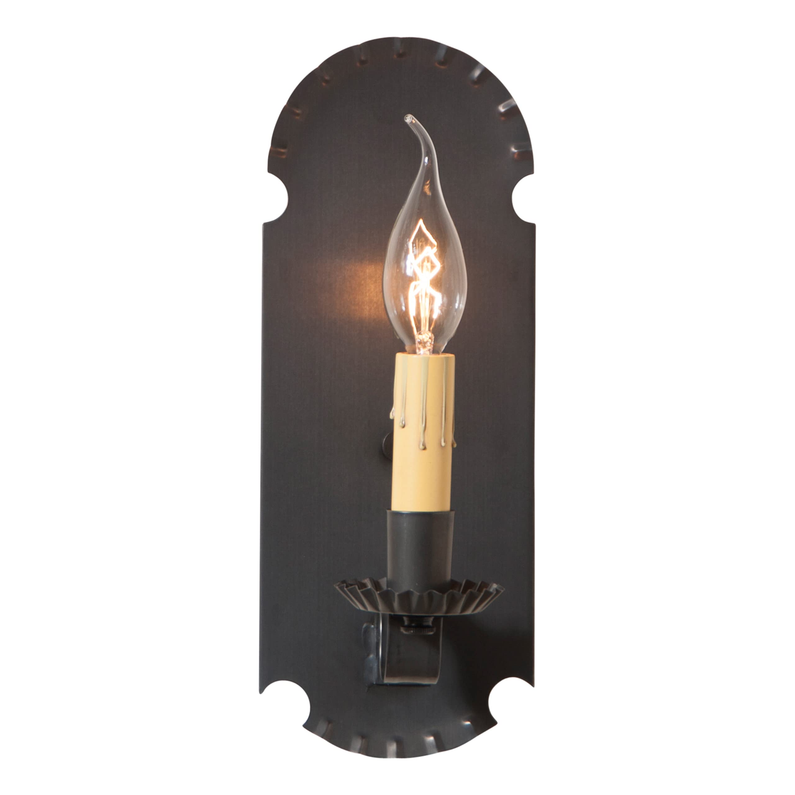 Irvins Tinware, 846WKB, Apothecary Sconce in Kettle Black, Primitive Country Wall Sconces in Tin