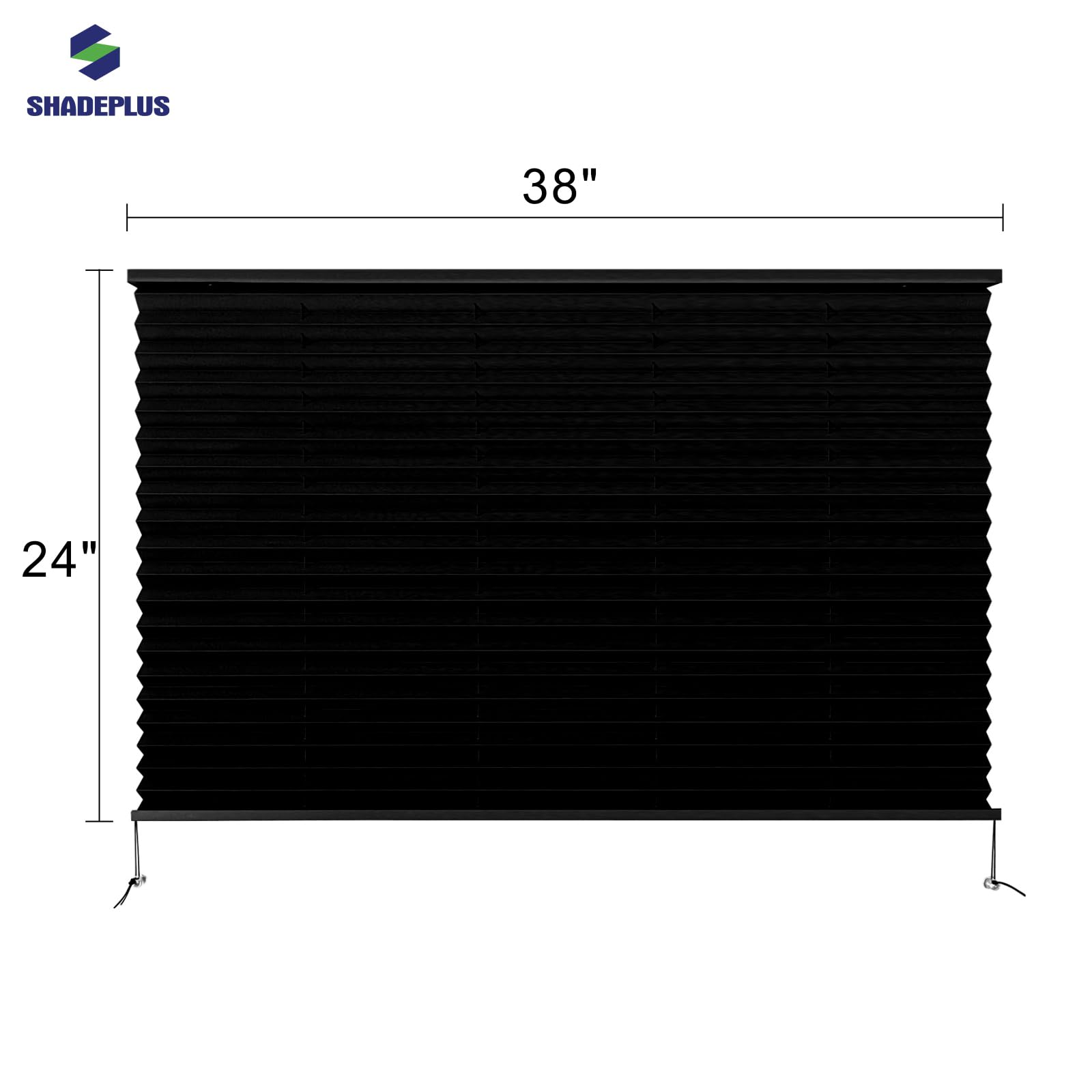 SHADEPLUS RV Blinds Pleated Shades Polyester Blend 38in W x 24in H Black Model NBZL-BLACK-38/24
