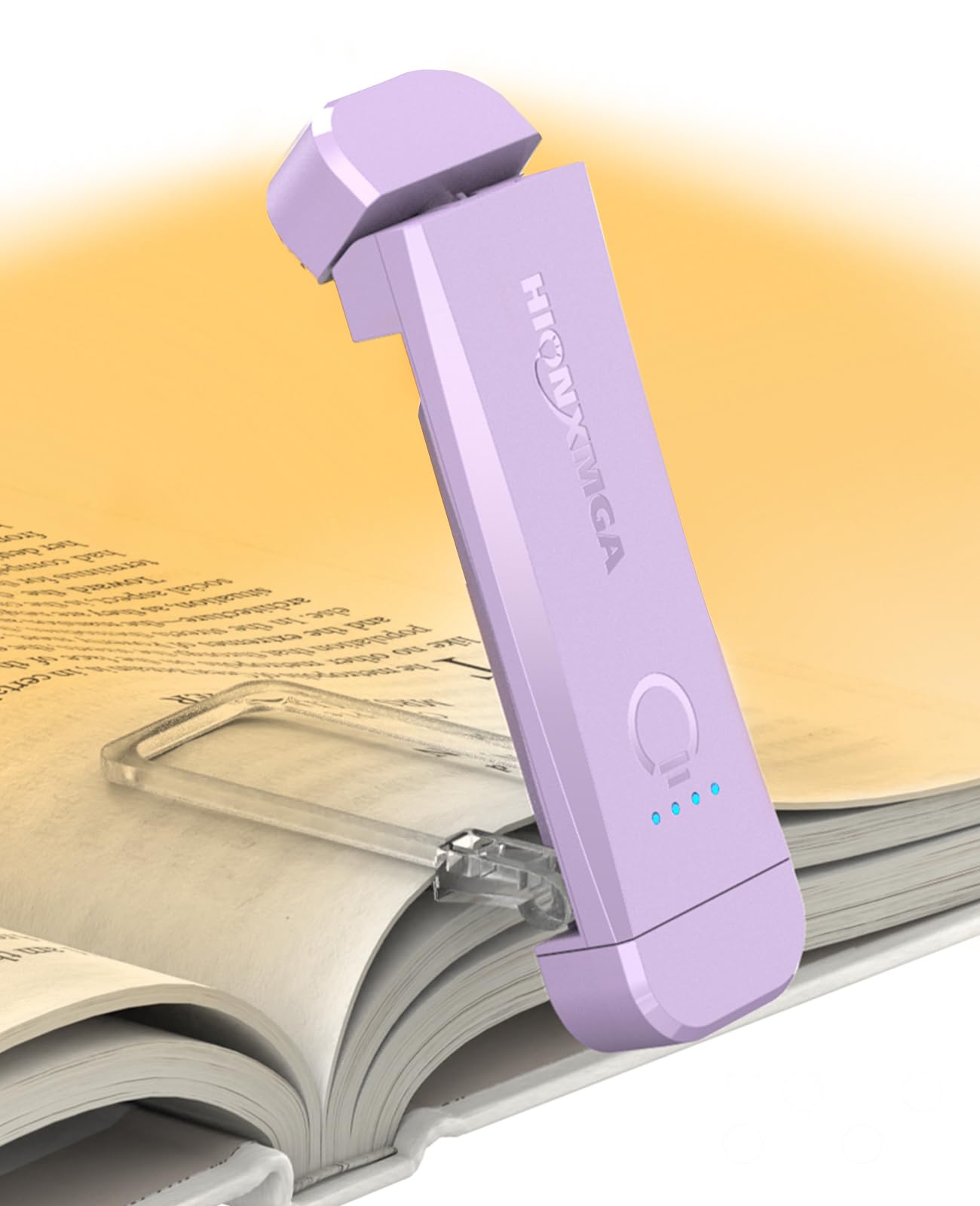 HIONXMGA Book Reading Light, Rechargeable Clip-on Lamp with 3 Amber Colors, 7 LEDs, Plastic, Model SD-Purple-New, Purple