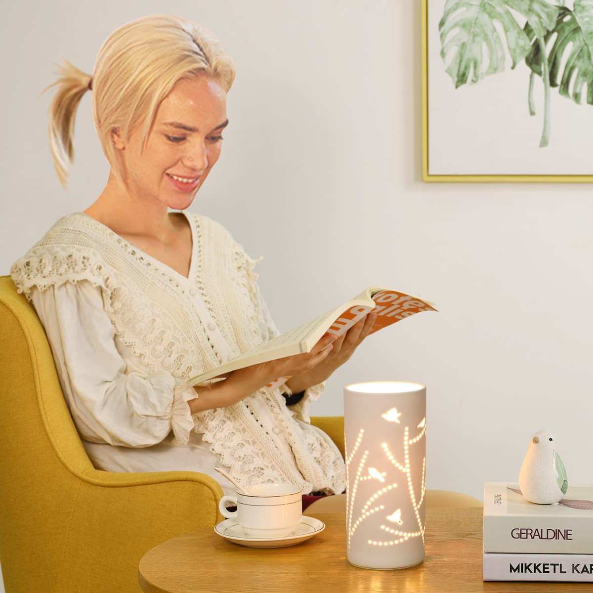 Lampwell Dana Small Table Lamp For Living Room As Bedside Table Lamp For Bedroom,Modern Ceramic Table Lamp,Kids Table Lamp,Night