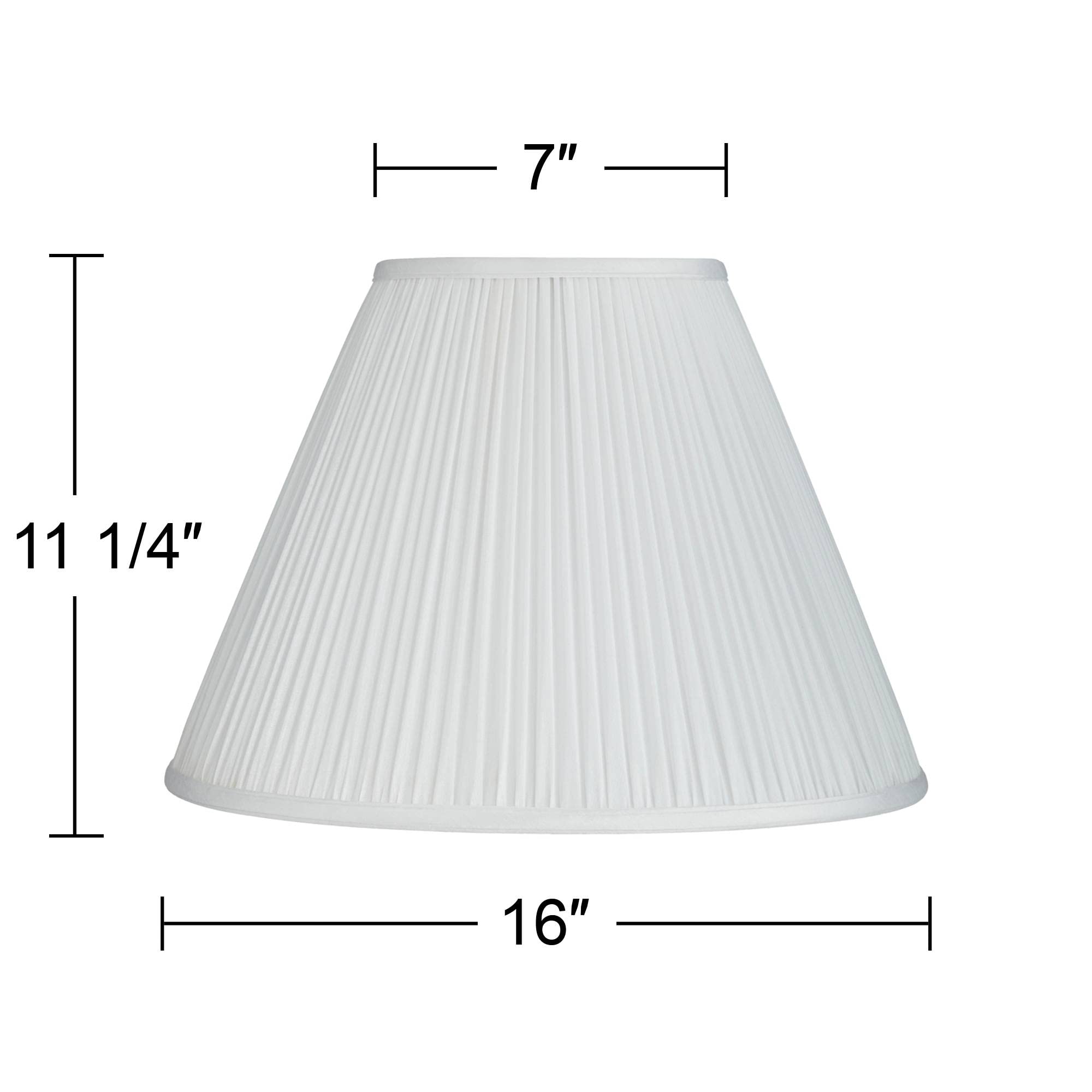 White Mushroom Pleated Medium Empire Lamp Shade 7&quot; Top X 16&quot; Bottom X 12&quot; Slant X 11.25&quot; High (Spider) Replacement With Harp And Finial - Springcrest