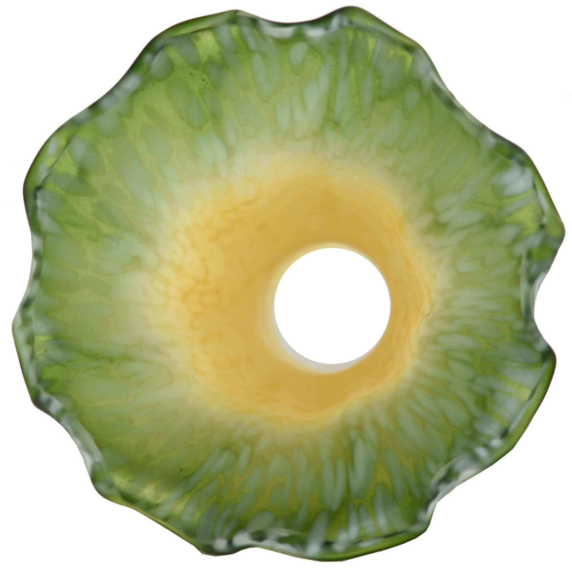 Bieye LS15S Lily Flower Blown Glass Lampshade, Yellow Green, Small I.D. 0.87" x O.D. 1", Elegant Lighting Decor