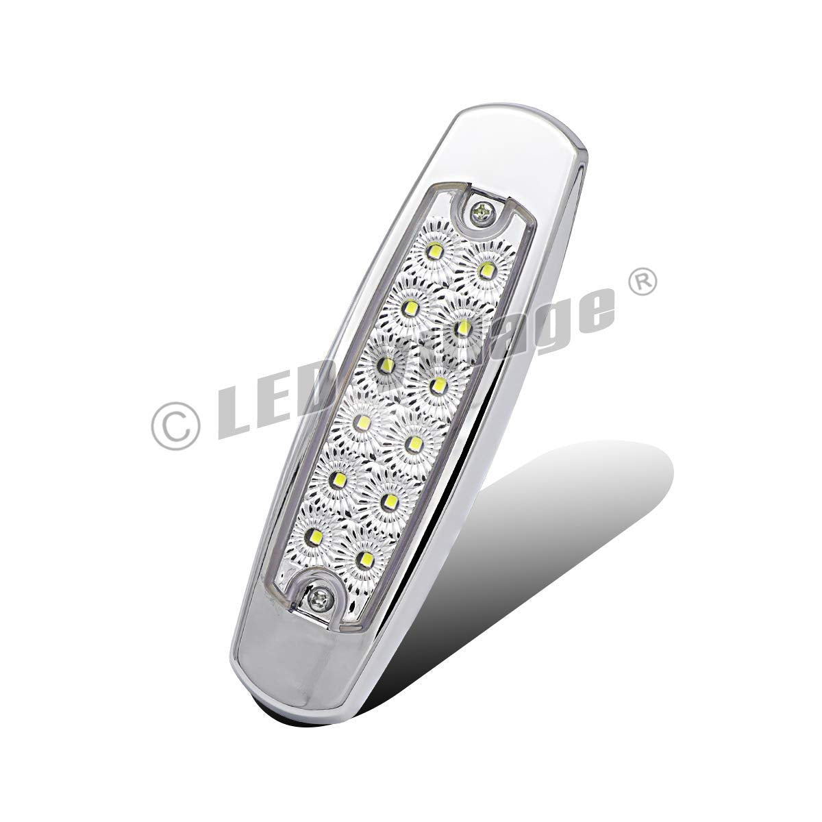 Ledvillage 20X 12V Dc Rectangle 6.4 Inch Clear Lens Red Super Bright Led 12 Smd Clearance Lamp Flush Mount Side Maker Lights Chr
