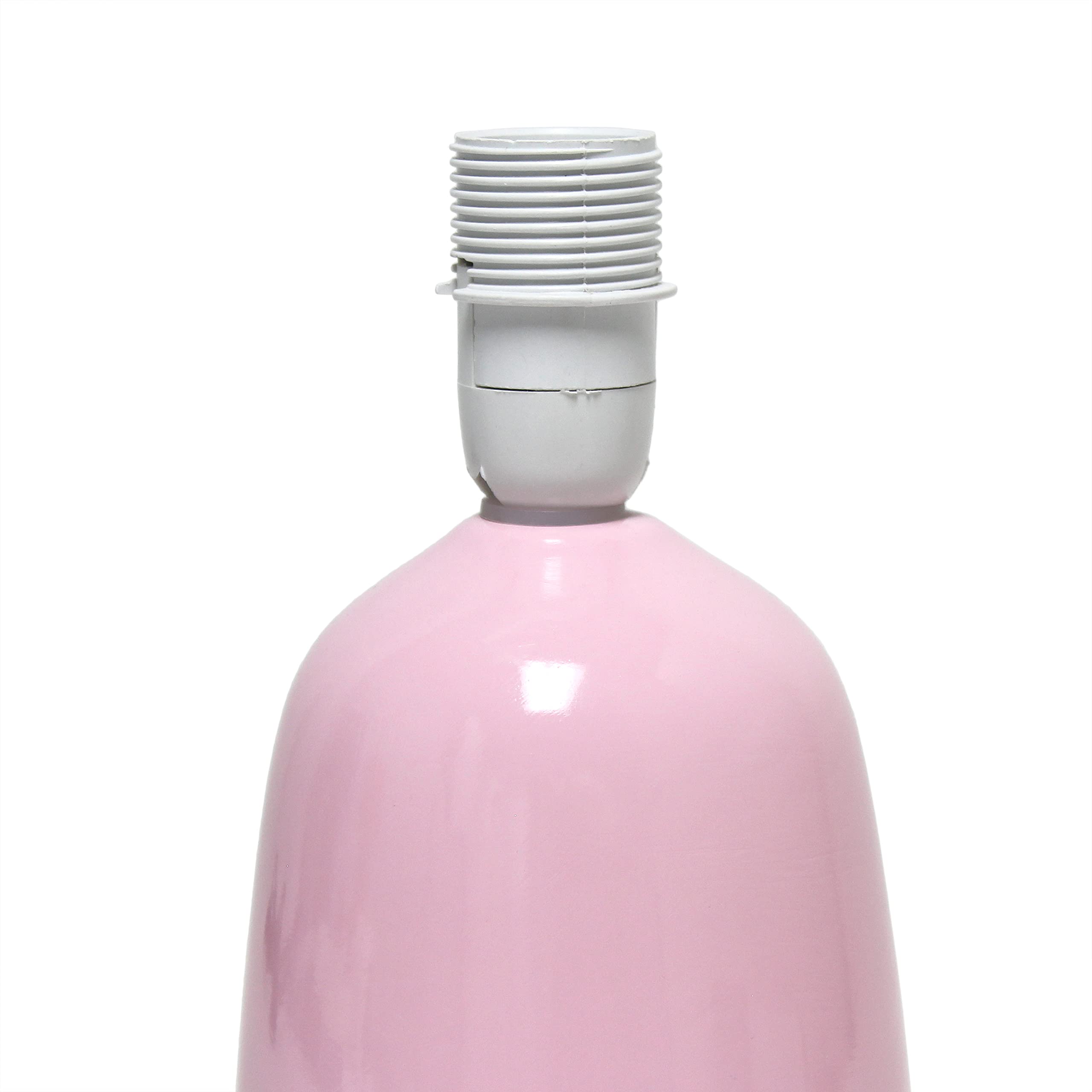 Simple Designs Lt1134-Lpk 10 Ceramic Thimble Base Table Lamp, Light Pink Shade, Ideal For Bedroom, Living Room, Entryway, Office
