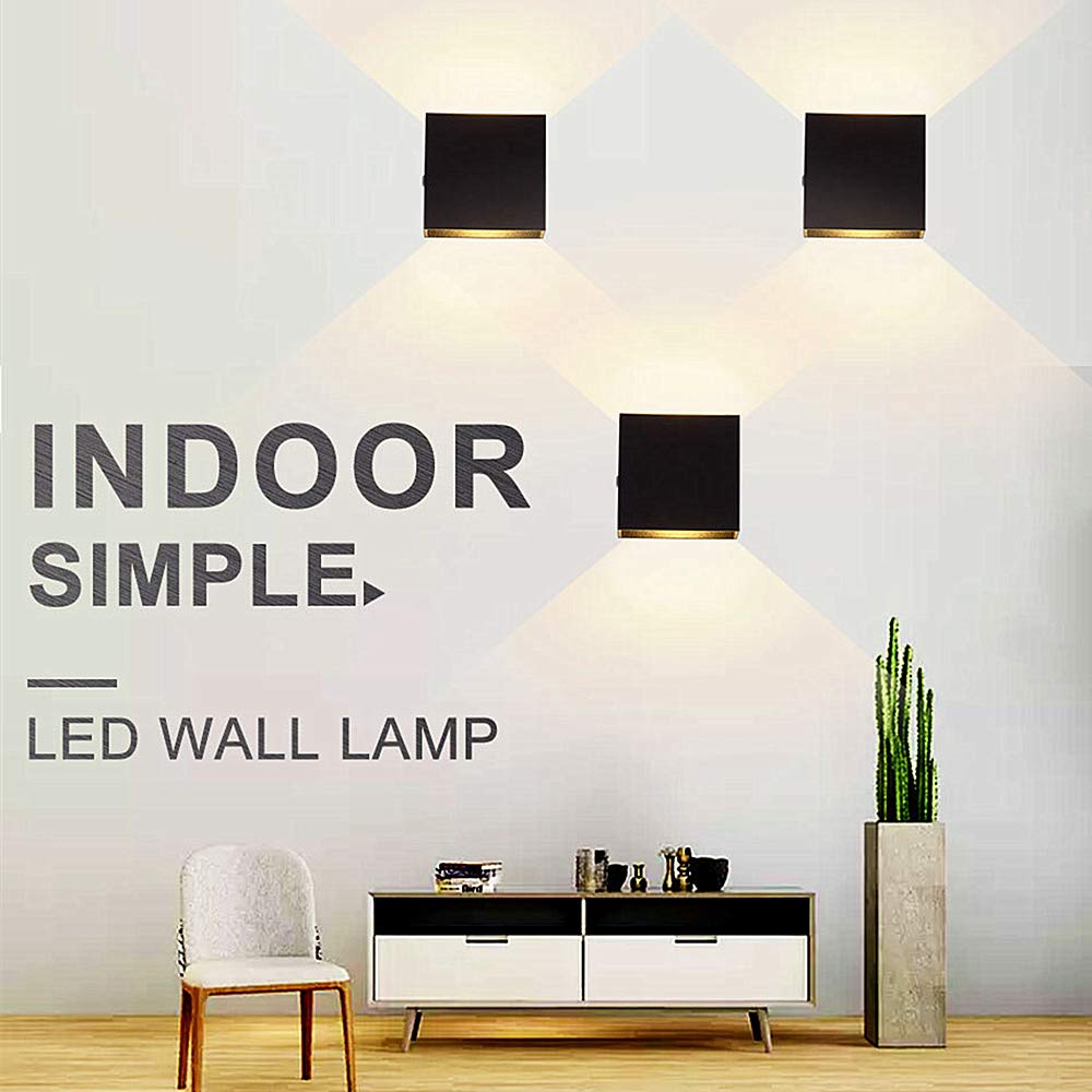 Lightess LED Wall Sconce, Set of 2, Hardwired 10W, Up Down Mount, Aluminum, Black, Model LG9757919, Warm White